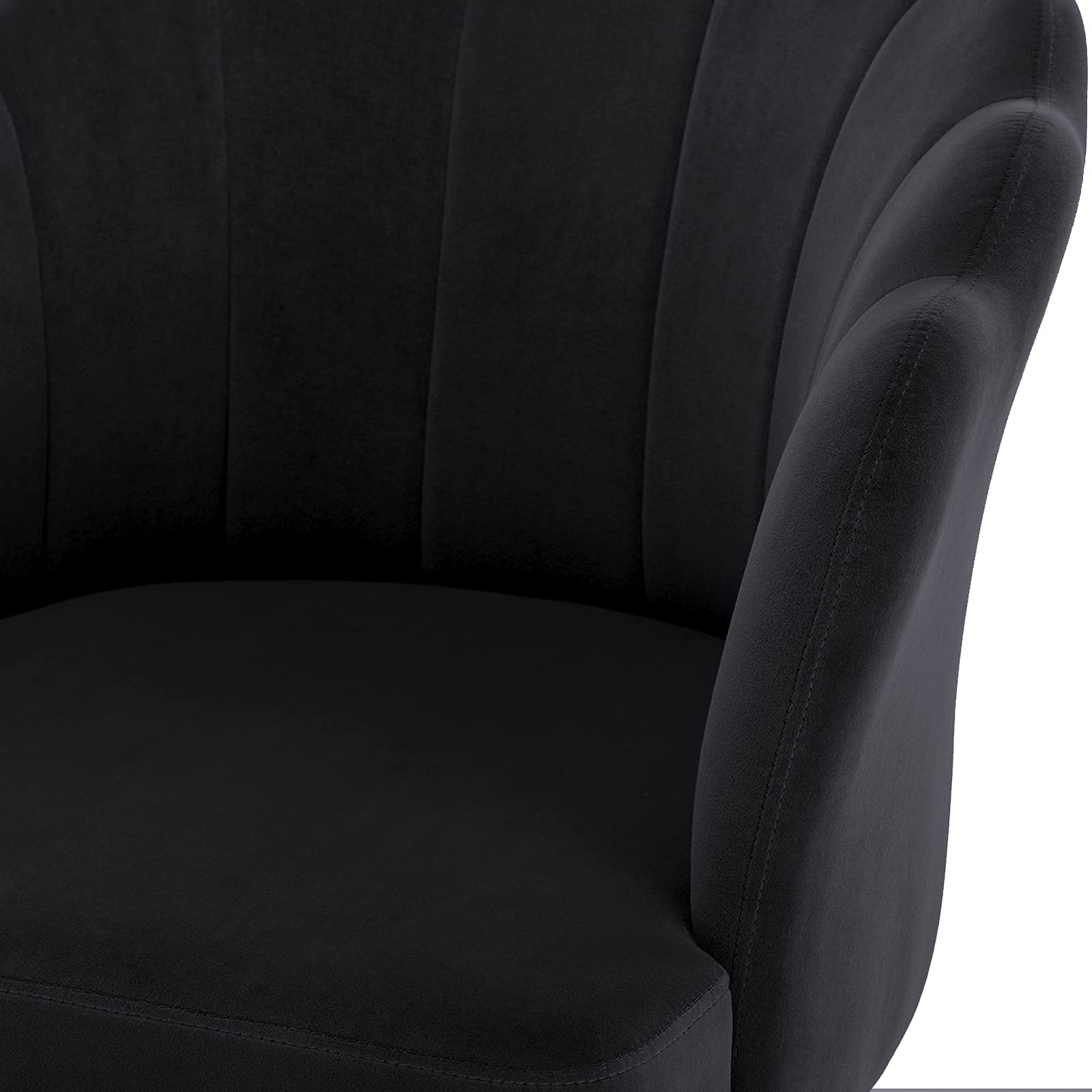 DUHOME Velvet Upholstered Accent Chair with Golden Metal Legs - Comfortable Makeup Vanity Chair, Guest Chair & Desk Chair for Living Room, Bedroom, Office & Reception Area - Elegant Black Velvet Seating Solution for Home Decor