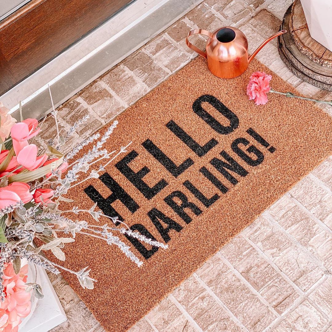 Vinyl Back Coir Doormat - 'Hello Darling' Welcome Mat for Front Door, Porch, or Entryway - Durable & Non-Slip for Indoor/Outdoor Use