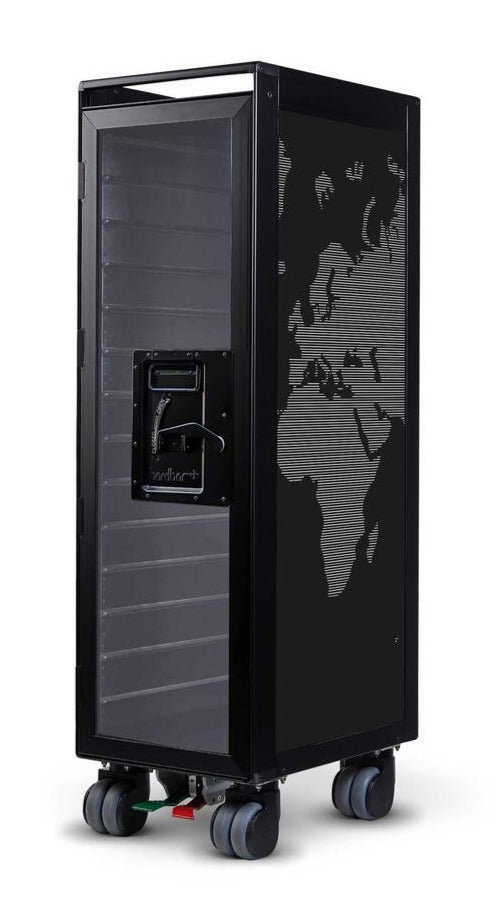 Bordbar Black Edition World Map Airplane Trolley - Stylish Carry-On Luggage for Travel, Business Trips & Flight Attendants