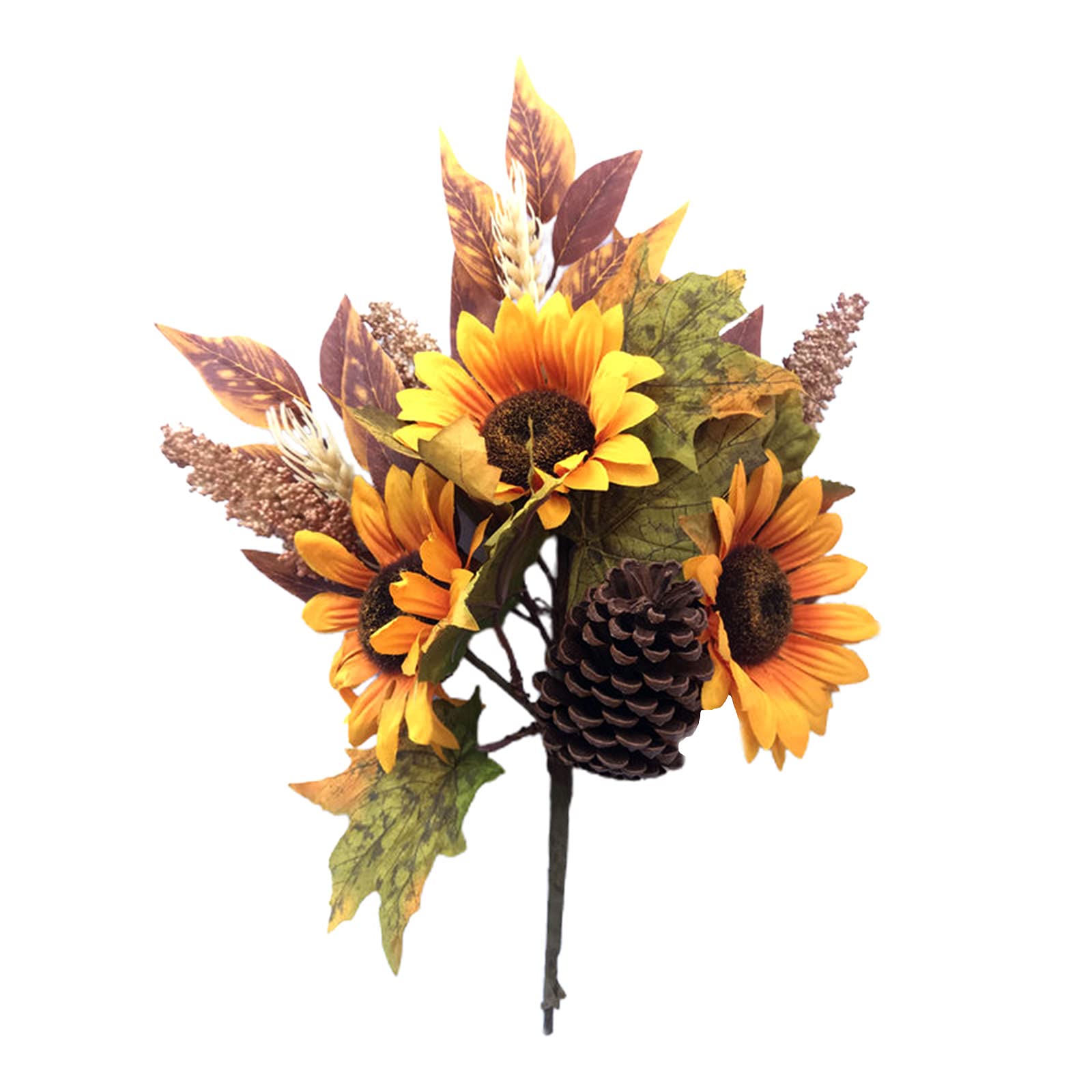 Artificial Sunflower Bouquet with Fake Maple Leaf Branches - Fall Harvest Thanksgiving Decor for DIY Wreath, Vase, Wedding & Festival Decoration | Perfect for Home, Office & Seasonal Displays
