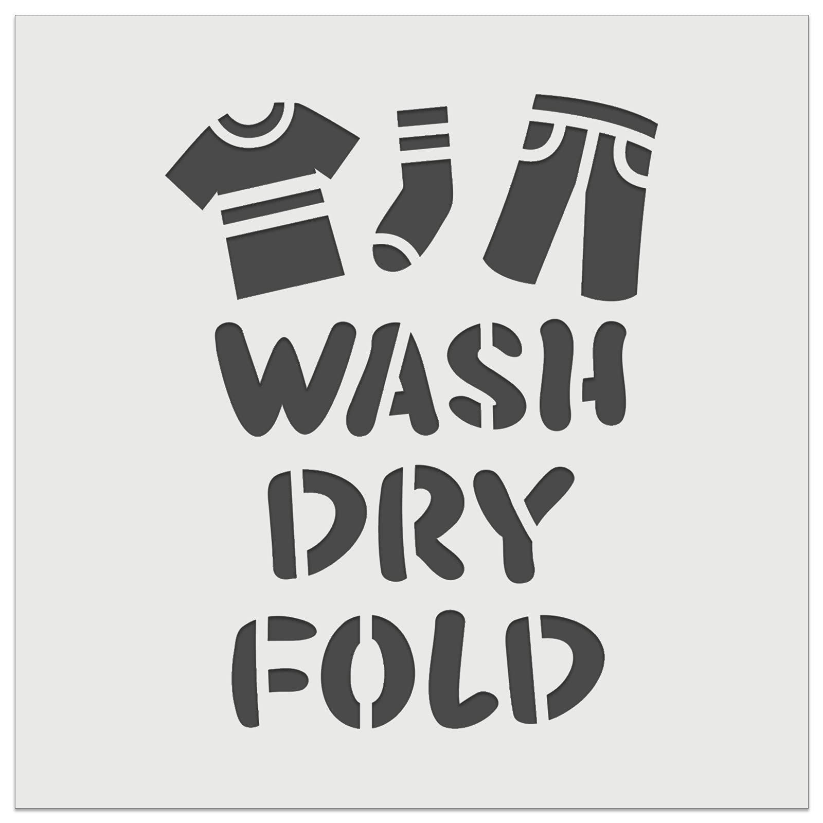 4.5 Inch Reusable Laundry Room Wall Stencil for DIY Crafts - Perfect for Cookie Decorating, Home Decor & Wash Dry Fold Signs