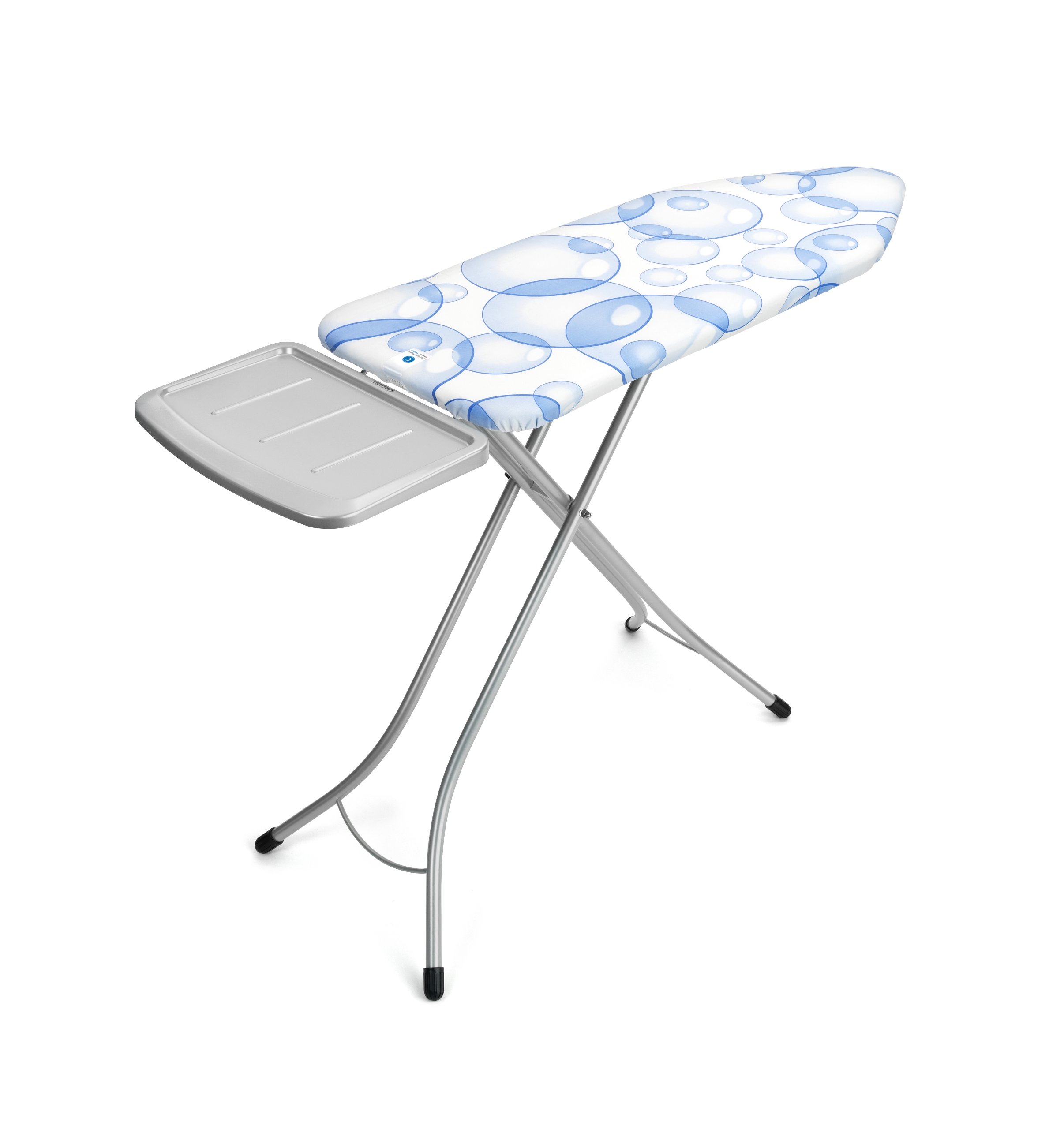 Brabantia PerfectFlow Ironing Board with Faster Ironing Cover - Stainless Steel, Blue Bubbles Design, 49 x 18 Inches - Premium Fabric Ironing Board Cover for Home & Professional Use - Ideal for Clothes, Linens & Fabric Care