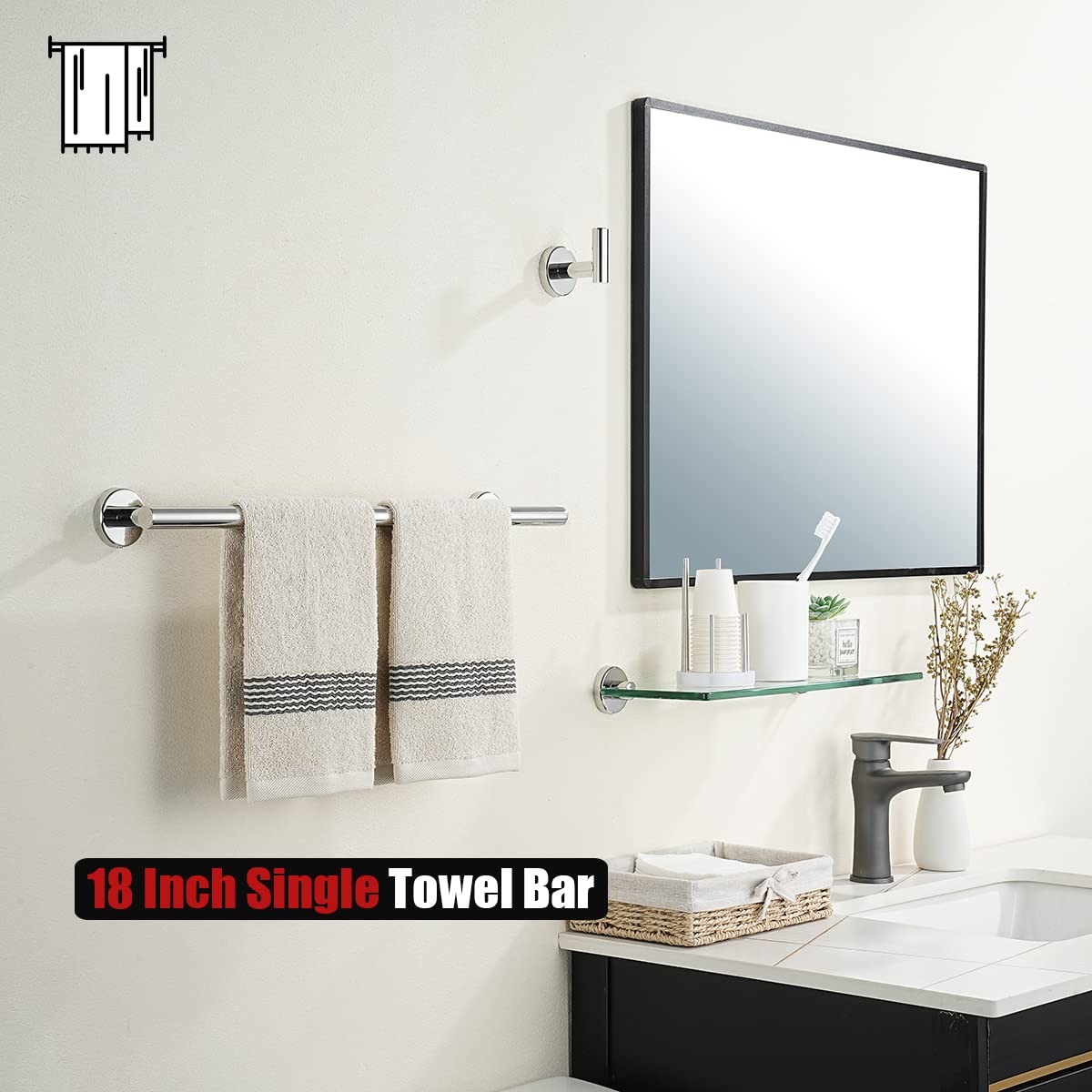 18 Inch Stainless Steel Towel Bar - Chrome Polished Wall Mount Bathroom Towel Rack (20.47