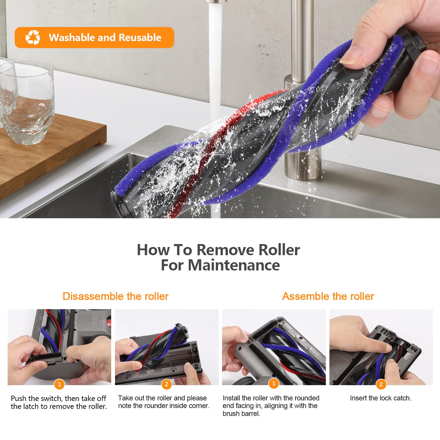 Dyson V7-V15 Turbo Brush Cleaner Head with LED for Hardwood Floors - Vacuum Attachment