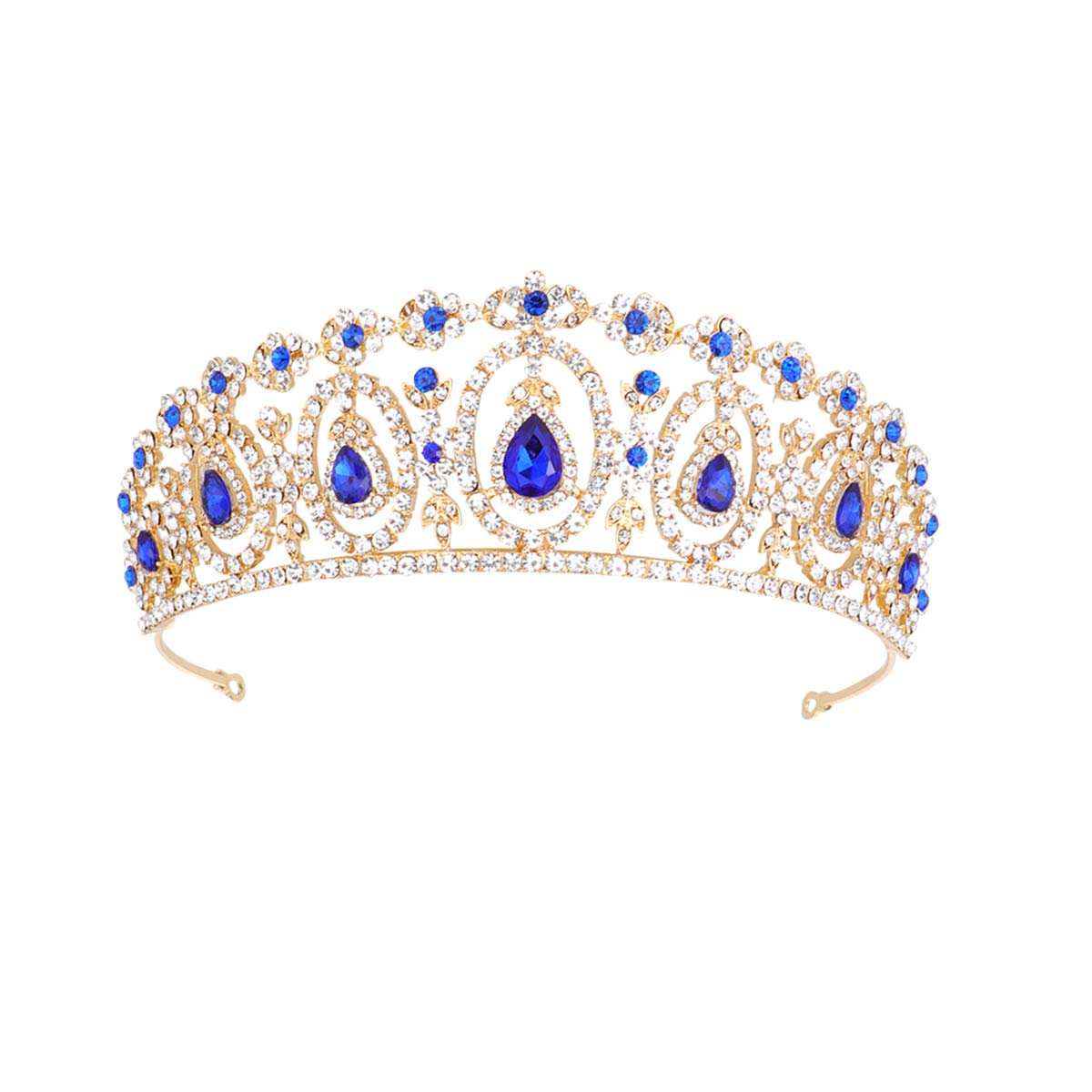 1PC Baroque Bridal Crown Rhinestone Crystal Tiara - Wedding, Birthday, Pageant Hair Accessories for Women (Sapphire Blue) - Perfect for Bridal Showers, Prom, and Special Occasions