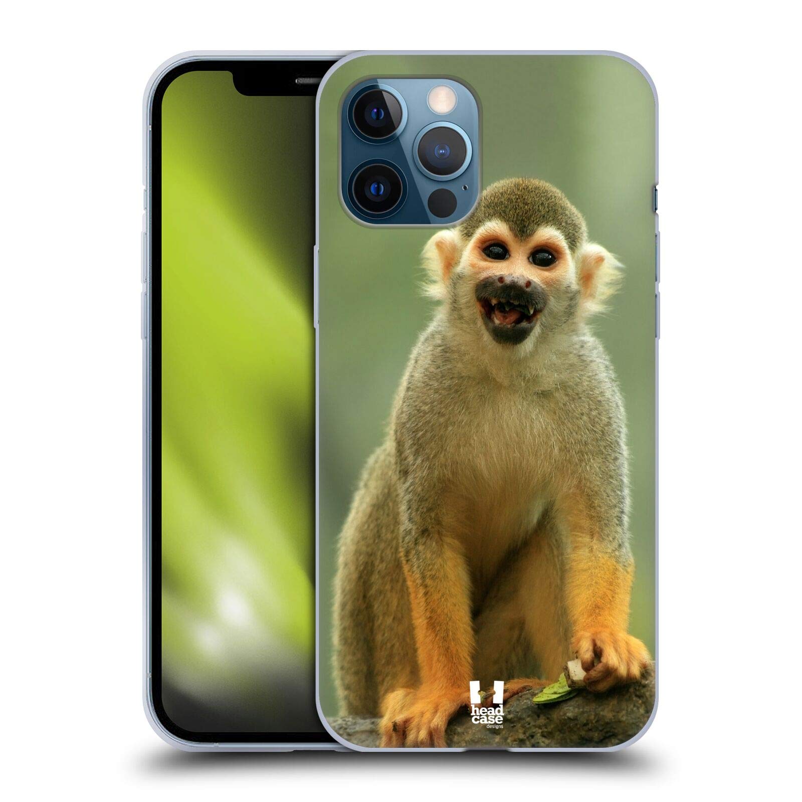 Head Case Designs Squirrel Monkey Soft Gel Phone Case for Apple iPhone 12 Pro Max - Cute Animal Protection with Non-Slip Grip, Perfect for Outdoor Adventures, Travel & Daily Use