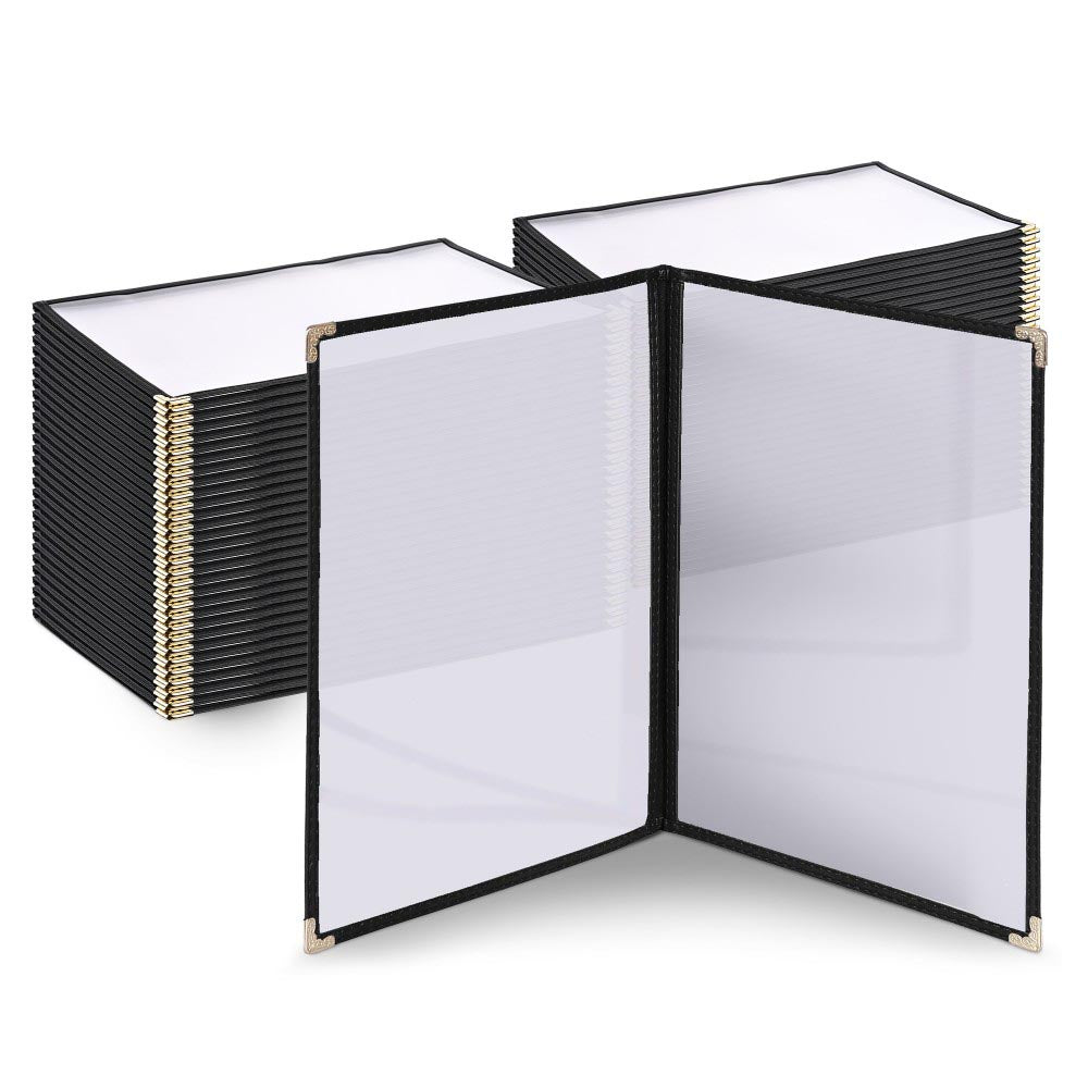 TheLAShop 8.5x14 Plastic Menu Covers - 4 View Menu Holders (60 Pack) - Perfect for Restaurants, Cafes, and Events