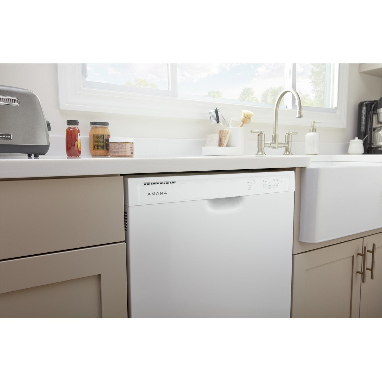 Amana ADB1400AMW 24 Inch Built-In Dishwasher - White, 59 dBA Ultra Quiet Operation, 14 Place Settings, Energy Star Certified - Perfect for Kitchens, Apartments, and Small Homes