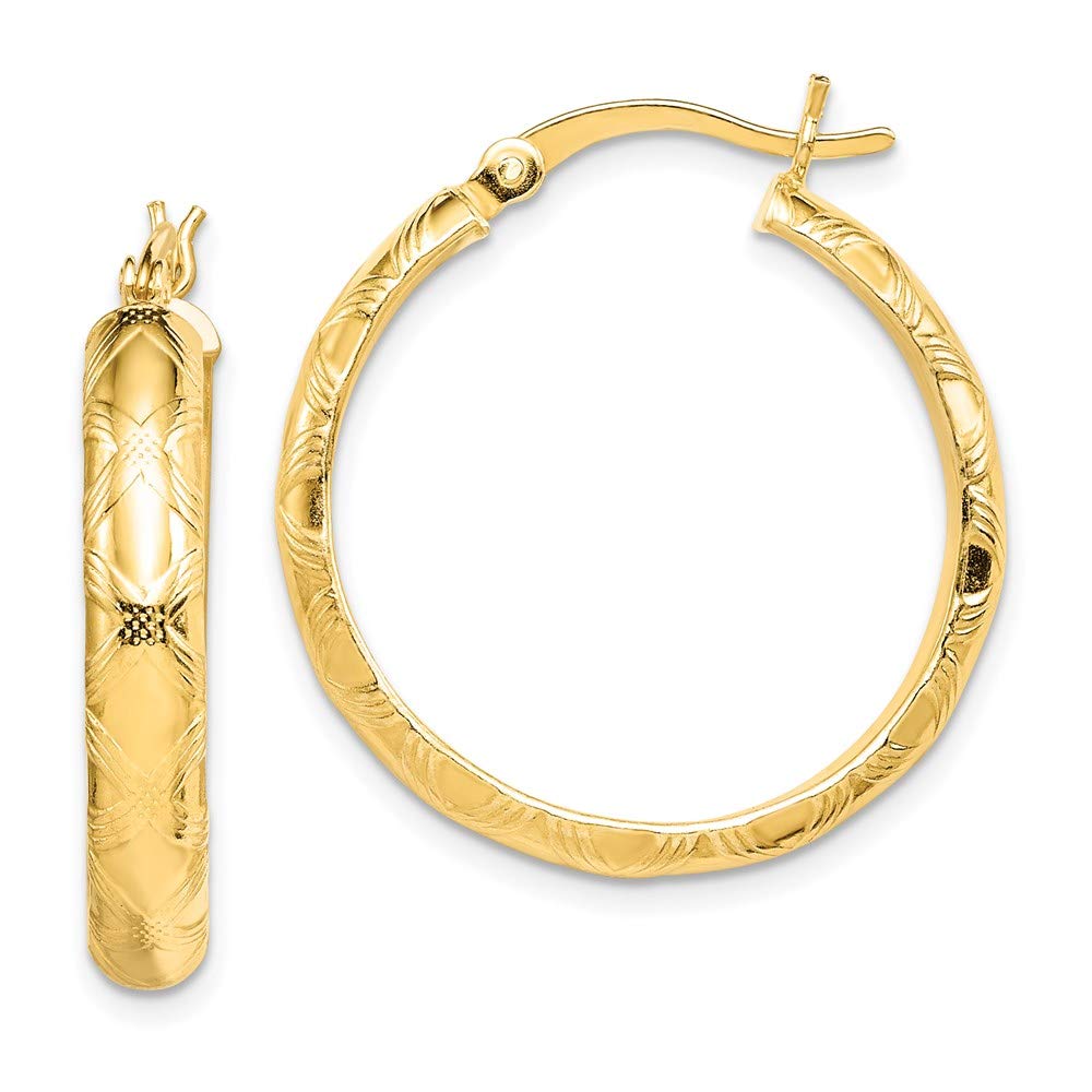 925 Sterling Silver Gold-Plated Bamboo Design 21mm Hoop Earrings for Women - Elegant Everyday Jewelry, Perfect for Office, Date Night & Special Occasions
