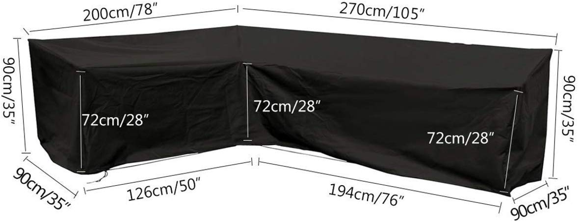 J&C Premium Waterproof Outdoor Sectional Sofa Cover - 78x105 Inches, L-Shaped Patio Furniture Protector for Garden, Deck & Backyard - Weatherproof & UV Resistant for All Seasons (Perfect for Rain, Snow & Sun Protection)
