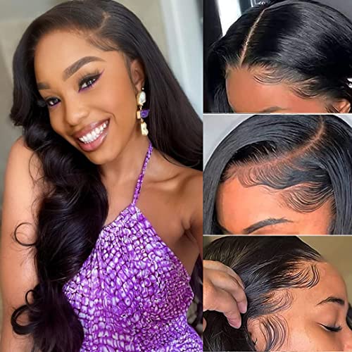 Nadula 10A Transparent 13x4 Lace Front Wig - Brazilian Body Wave Human Hair Lace Frontal Wig for Black Women - 150% Density Pre-Plucked with Baby Hair - Natural Color 18 Inch - Perfect for Daily Wear, Parties & Special Occasions