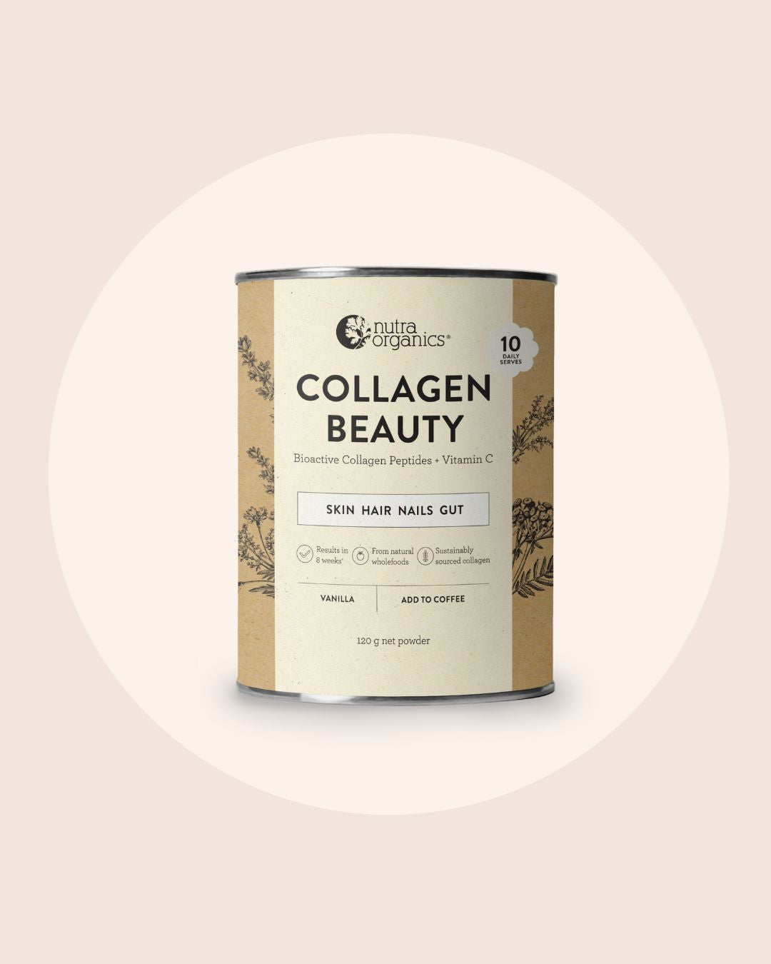 Premium Collagen Beauty Powder - Vanilla Flavor 120g for Skin, Hair & Nails | Anti-Aging Supplement for Women | Perfect for Smoothies, Coffee & Post-Workout Recovery