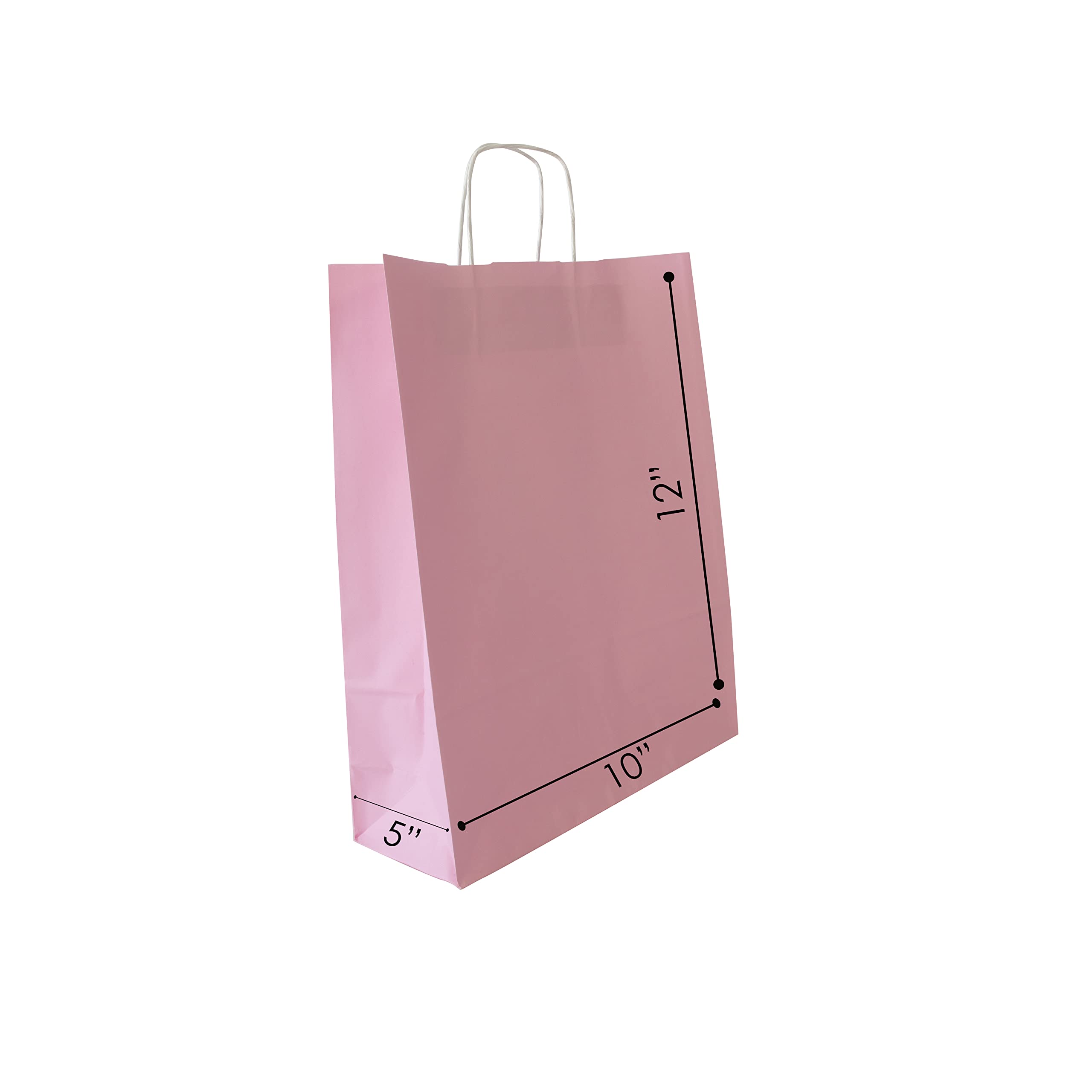 JET 10x5x12 Inch Virgin Kraft Paper Gift Bags with Twisted Handles - Bulk Pack of 25 Recyclable Fuchsia Shopping Bags | Perfect for Retail Packaging, Wedding Favors, Party Decor & Eco-Friendly Grocery Shopping