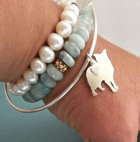 925 Sterling Silver Border Collie Dog Charm Bangle Bracelet - Pet Memorial Jewelry Gift for Dog Lovers - Perfect for Remembrance, Sympathy & Special Occasions