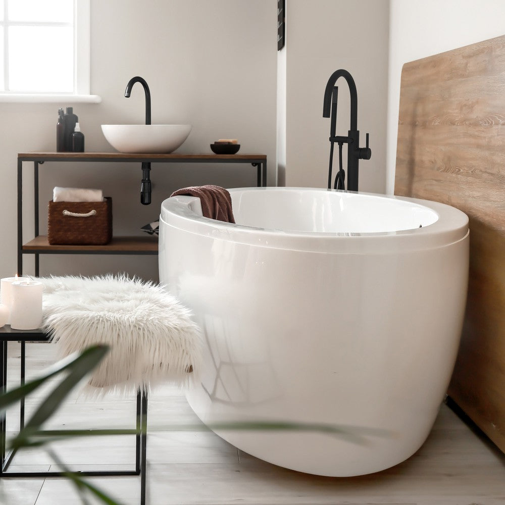 ZLINE Emerald Bay Matte Black Bath Tub Filler with Hand Shower - Modern Freestanding Tub Faucet for Luxury Bathrooms (EMBY BTF MB) | Perfect for Spa-Like Bath Experiences & Master Bathroom Upgrades