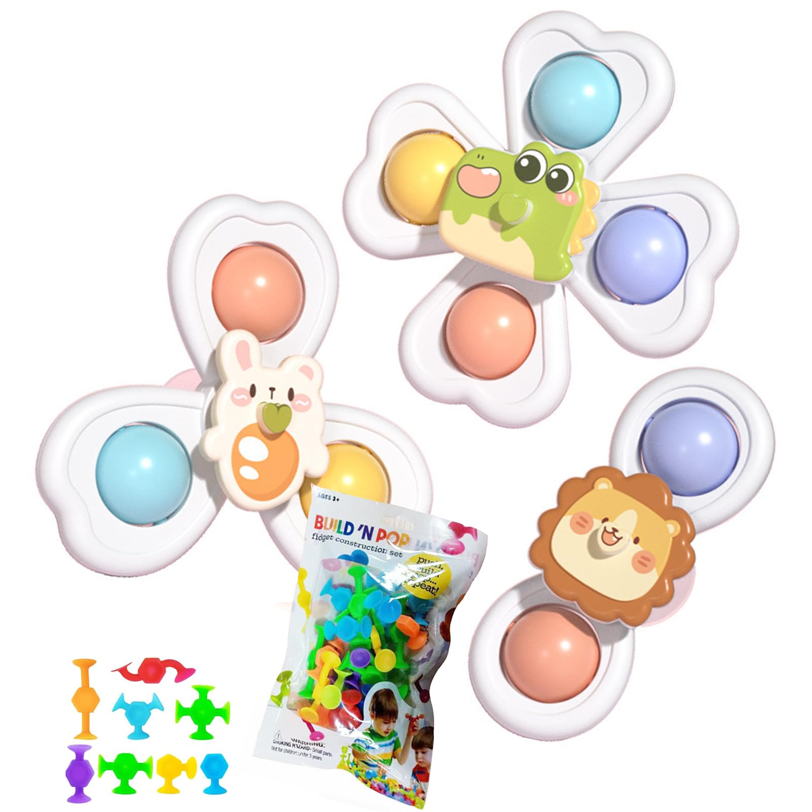 **Best Kids Bath Toys Set - 3-Piece Suction Cup Toys & 26-Piece Silicone Bath Toys for Toddlers 1+ Years | Montessori Water Play, Sensory Learning & Bathtime Fun**