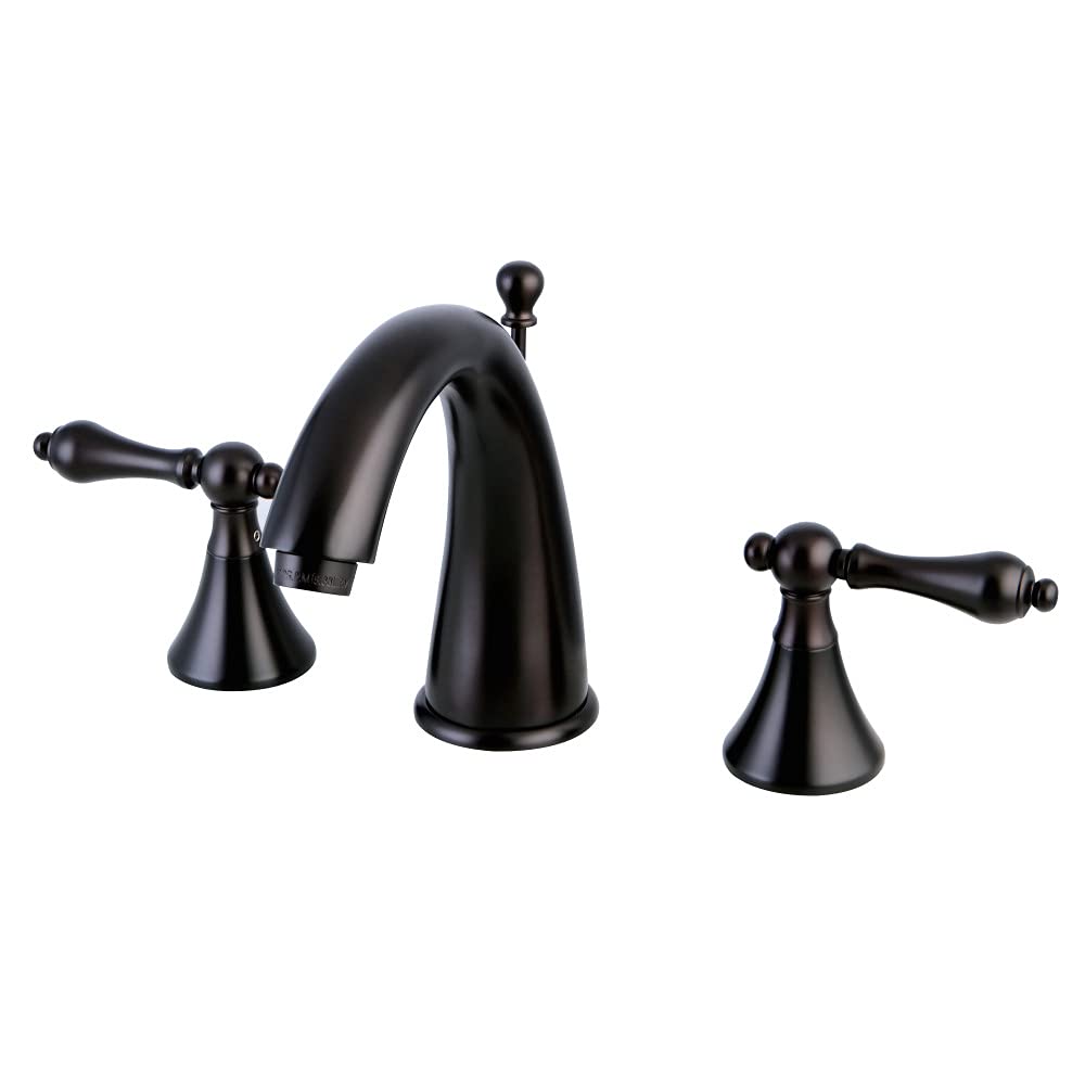 Kingston Brass KS2975AL Naples Widespread Bathroom Faucet - Oil Rubbed Bronze Finish with Metal Lever Handle - Perfect for Modern Vanities and Powder Rooms