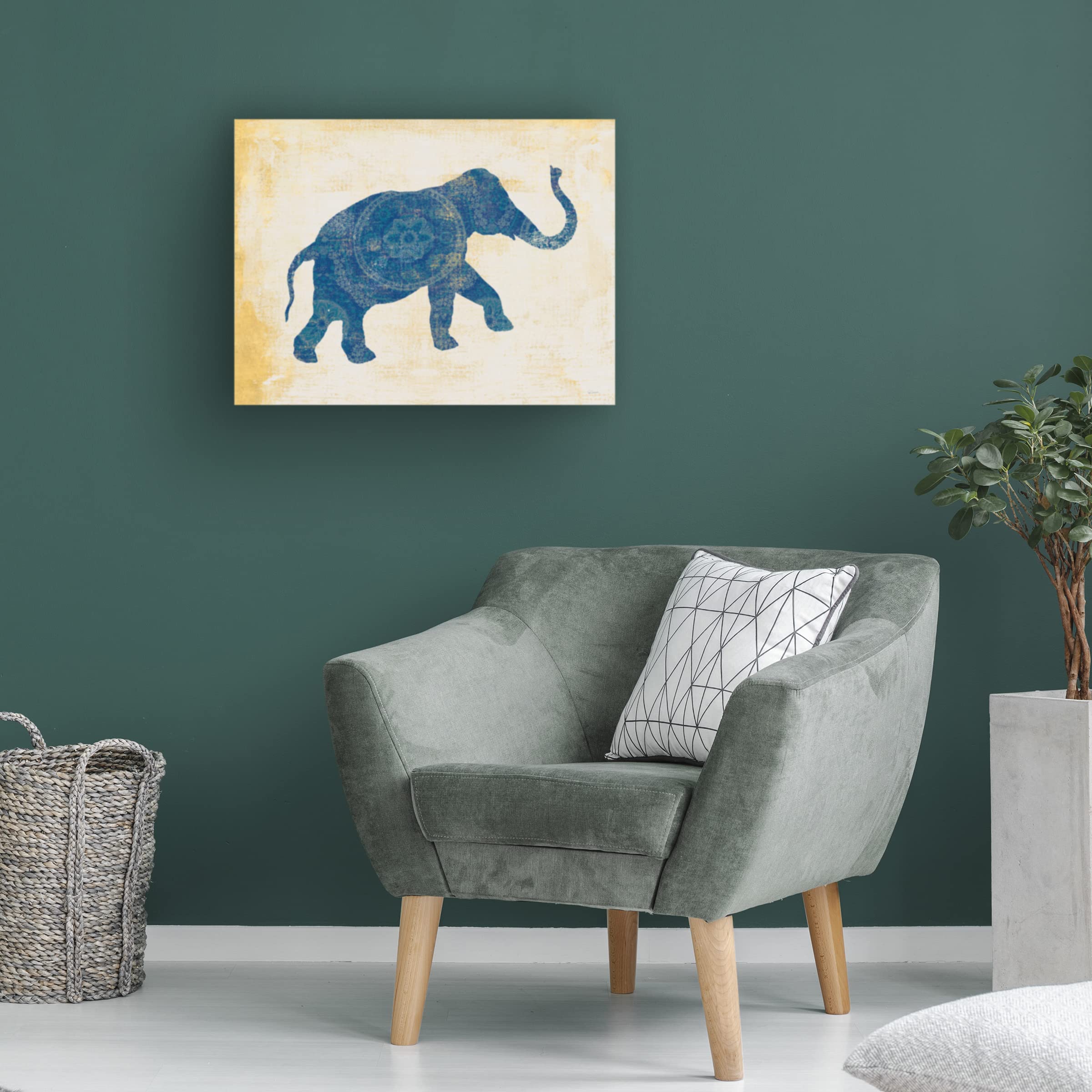 Trademark Fine Art 'Raja Elephant I' Canvas Wall Art Print by Sue Schlabach - Stunning Elephant Painting for Living Room, Bedroom & Office Decor