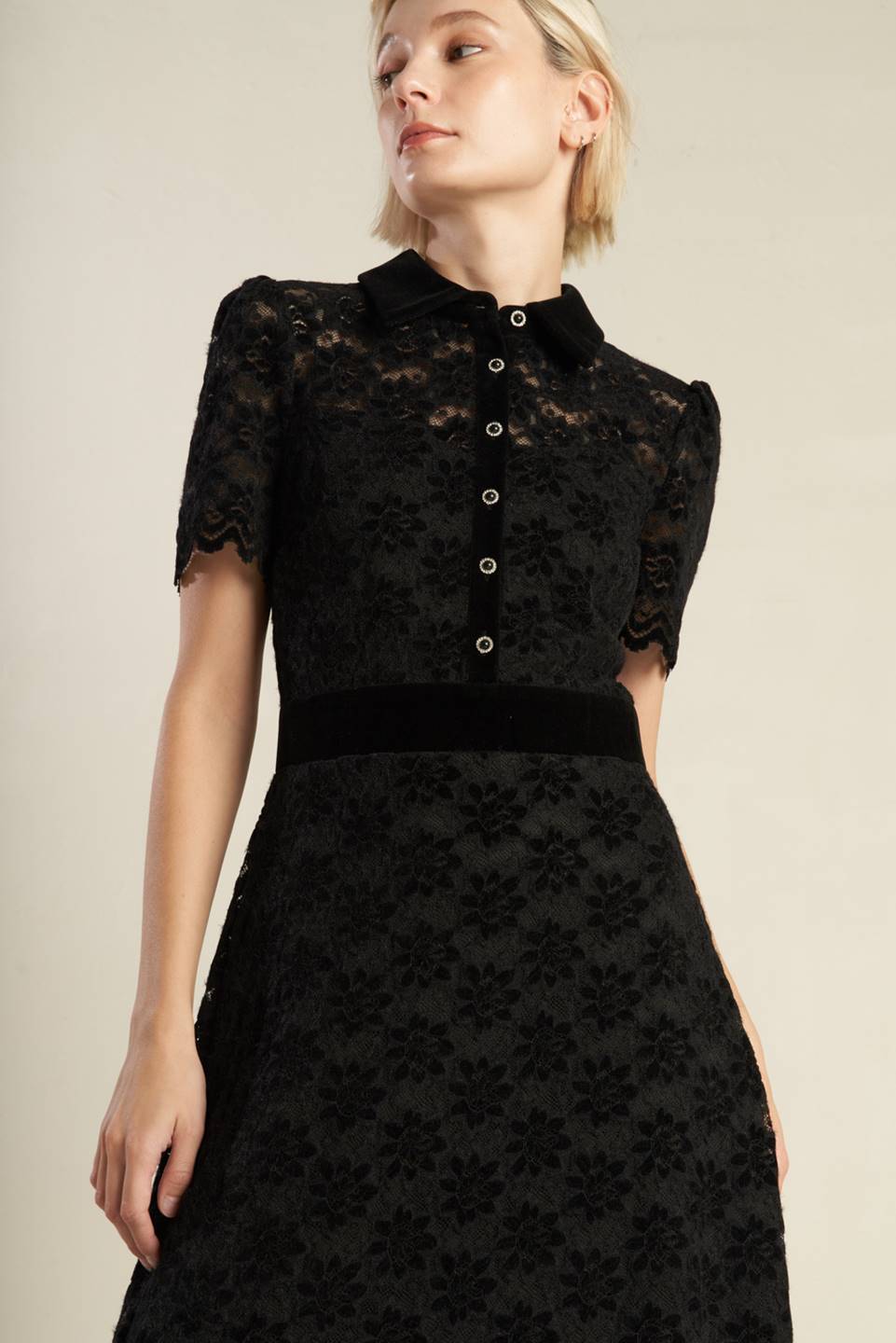 BOLD SYMPHONY WOVEN LACE MIDI DRESS - Elegant Floral Embroidery Summer Party Dress for Women, Perfect for Weddings, Cocktail Parties & Date Nights