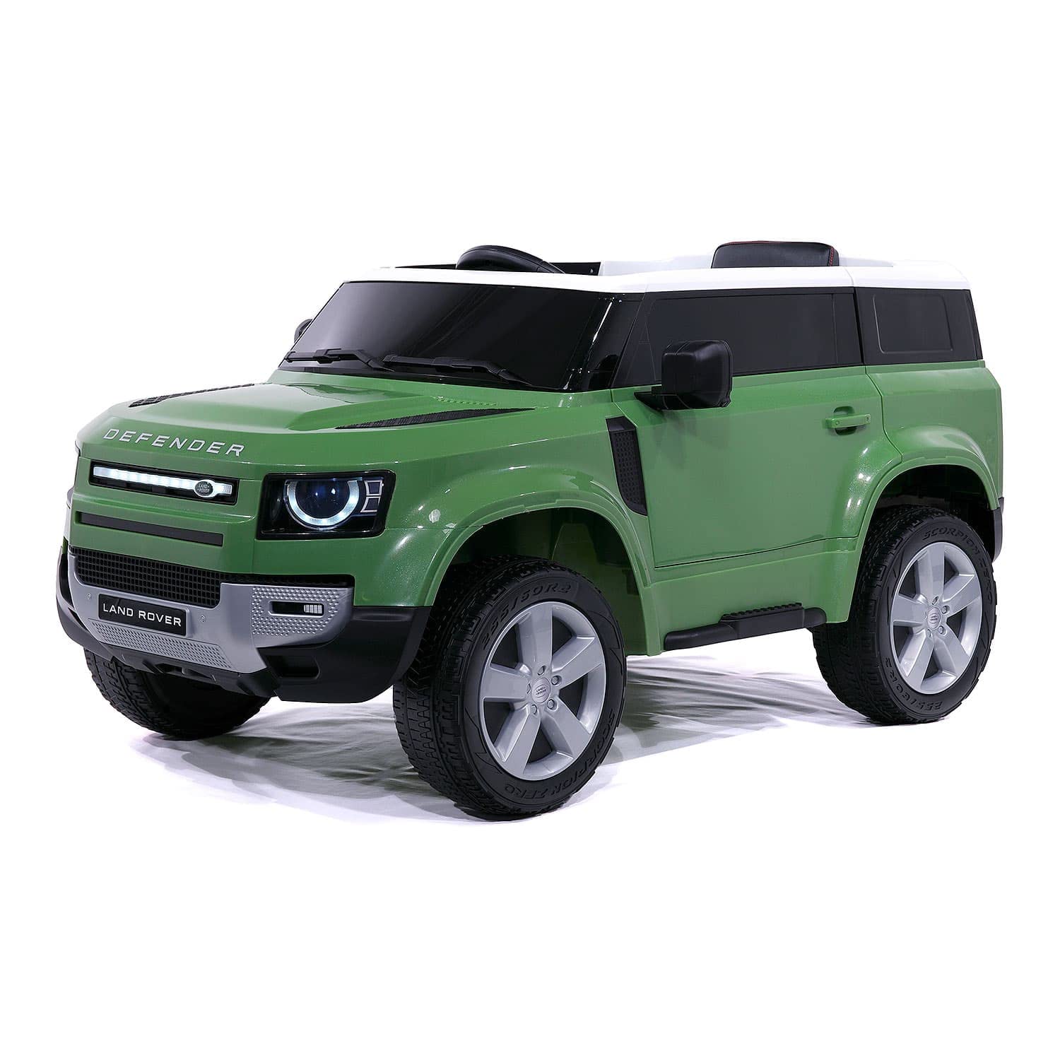 Moderno Kids Land Rover Defender 12V Electric Ride-On Car with Parental Remote Control, MP3/USB Music Player, Leather Seat & LED Lights - Perfect for Outdoor Play, Birthday Gifts & Toddler Adventures