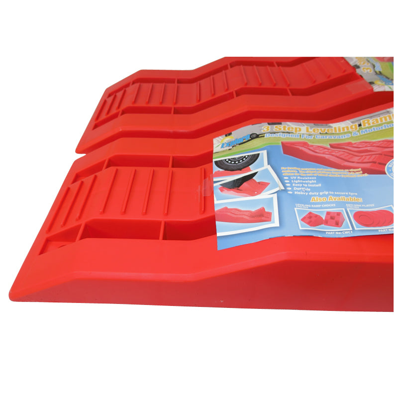Caravan RV 3 Step Heavy Duty Leveling Ramps for Motorhome, Camper & Bus - Perfect for Parking, Camping & Uneven Ground Stabilization