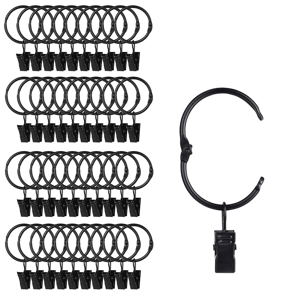 Rustproof Vintage Metal Openable Curtain Rings Clips - 1.26 Inch Inner Diameter Drapery Hangers (40pcs) - Perfect for Living Room, Bedroom & Window Decoration
