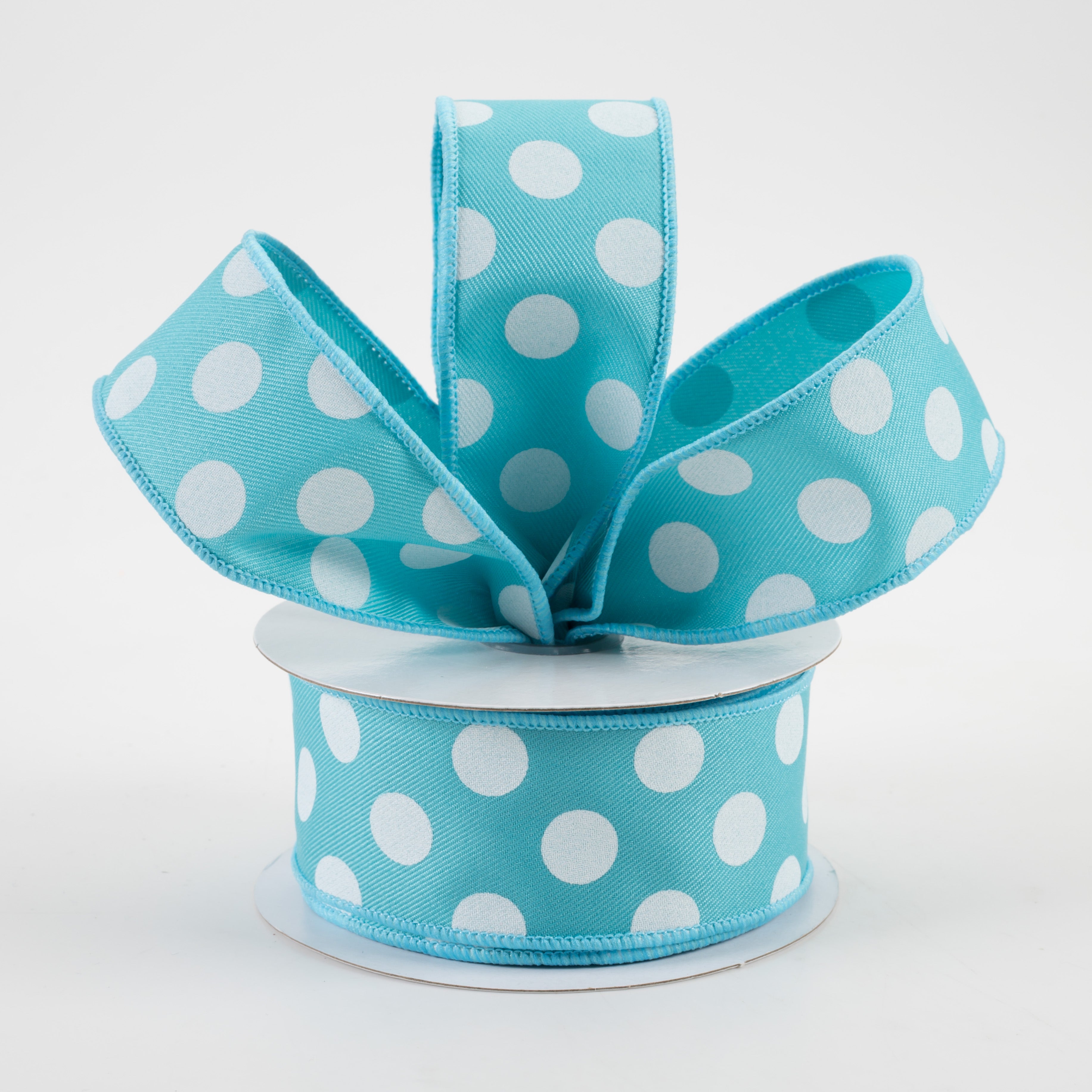 1.5 Inch Polka Dot Ribbon - Turquoise & White Decorative Ribbon (10 Yards) for Gift Wrapping, DIY Crafts, and Party Decorations
