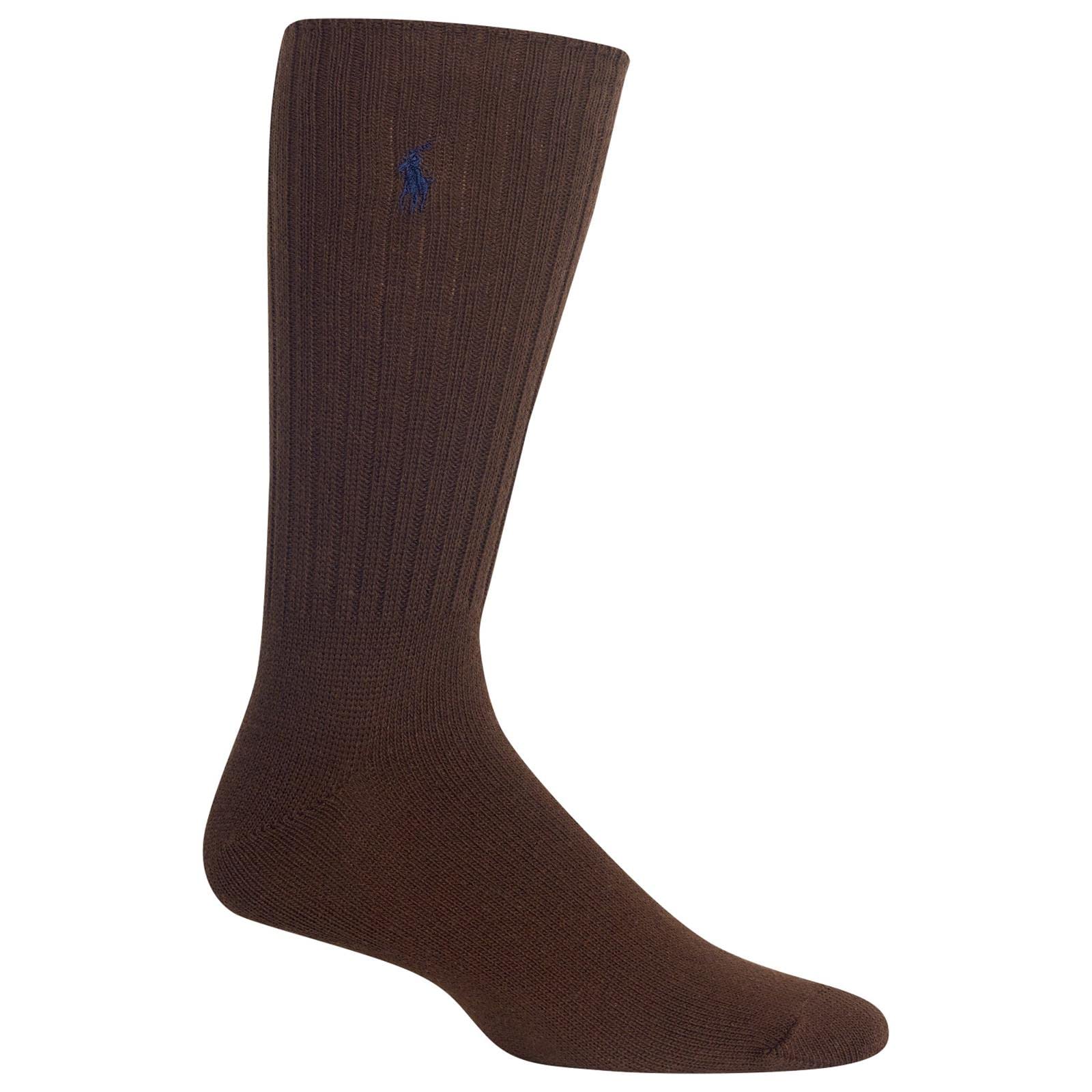Men's Classic Polo Crew Socks - Dark Brown (Size 10-13) | Comfortable Cotton Casual Socks for Everyday Wear, Office & Sports