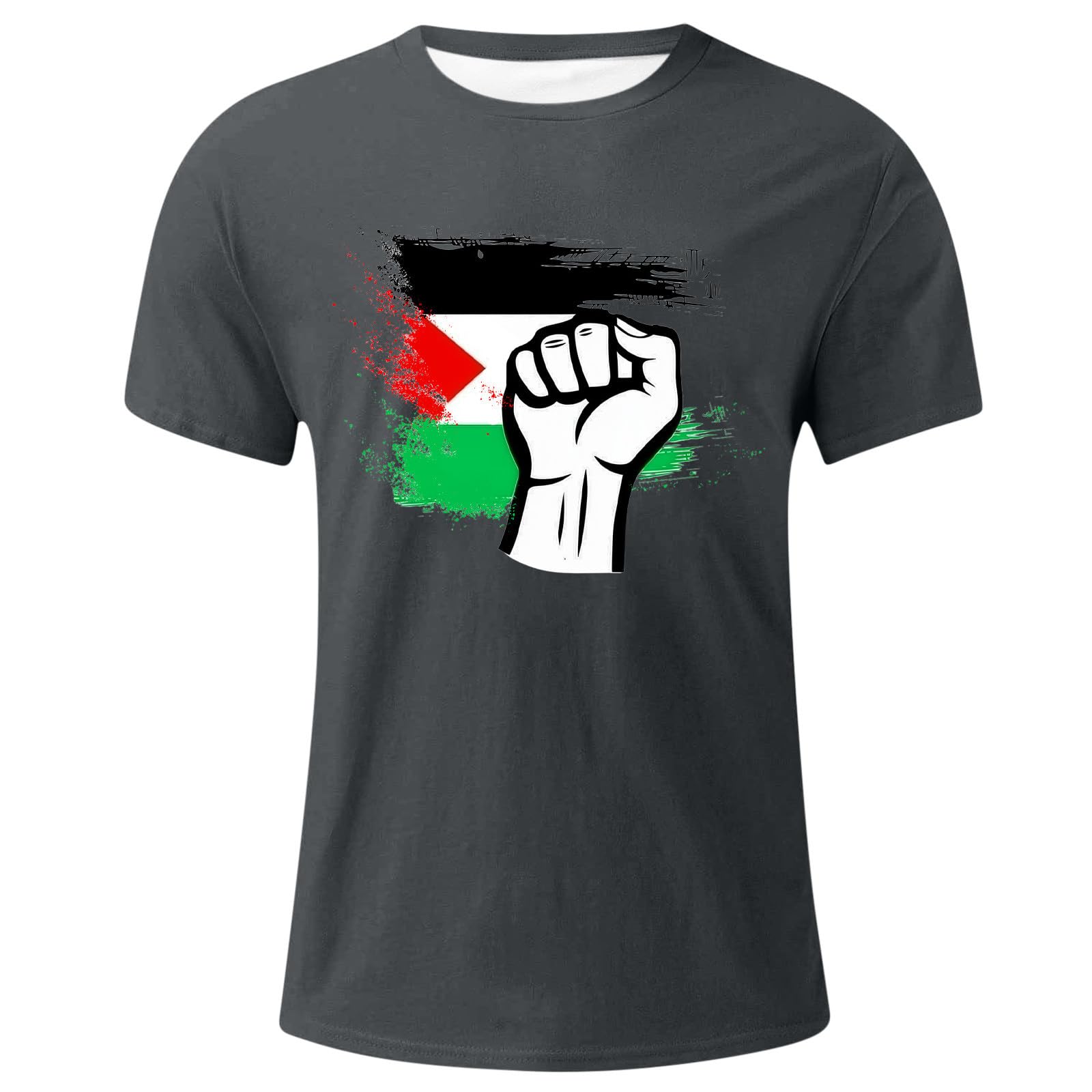 Palestine Flag Graphic T-Shirt for Men - Short Sleeve Cotton Tee - 2024 Summer Fashion Top - Casual Wear & Protest Support