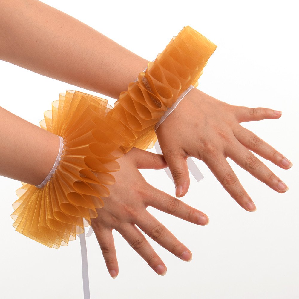 GraceArt Elizabethan Wrist Ruffles - Elegant Lace Hand Cuffs for Renaissance Costumes, Victorian Fashion & Steampunk Accessories (2-Piece Set) - Perfect for Cosplay, Theater Performances and Historical Reenactments