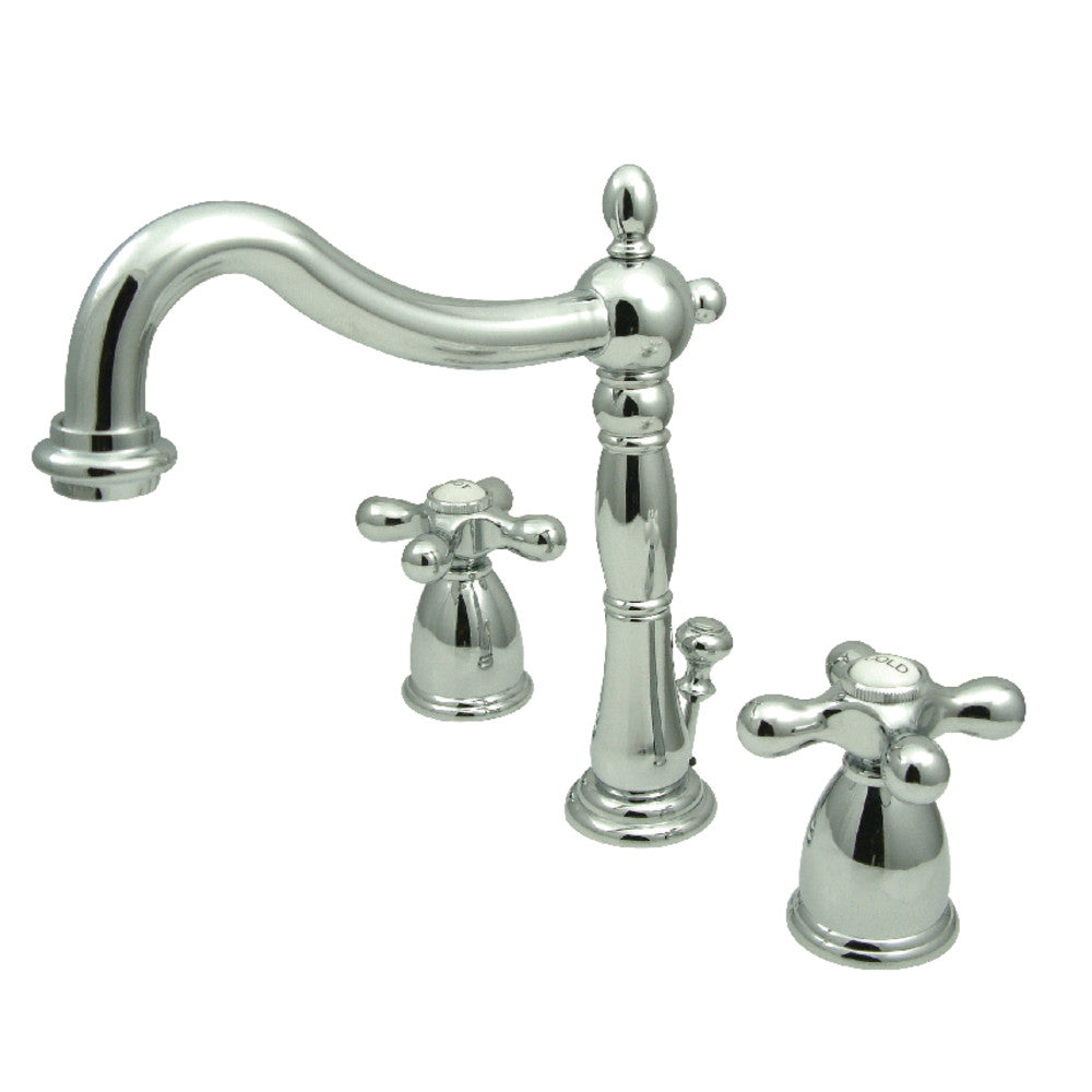Kingston Brass KB1970AX Heritage Widespread Bathroom Faucet with Brass Pop Up - Elegant Vintage Style for Modern Bathrooms | Perfect for Master Bath, Guest Bath & Powder Room Renovations