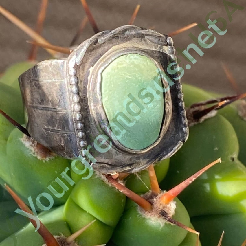 Authentic Navajo Sterling Silver Ring with Genuine Green Turquoise - Size 11 - Handmade Native American Jewelry for Women - Perfect for Boho Fashion, Western Style & Special Occasions