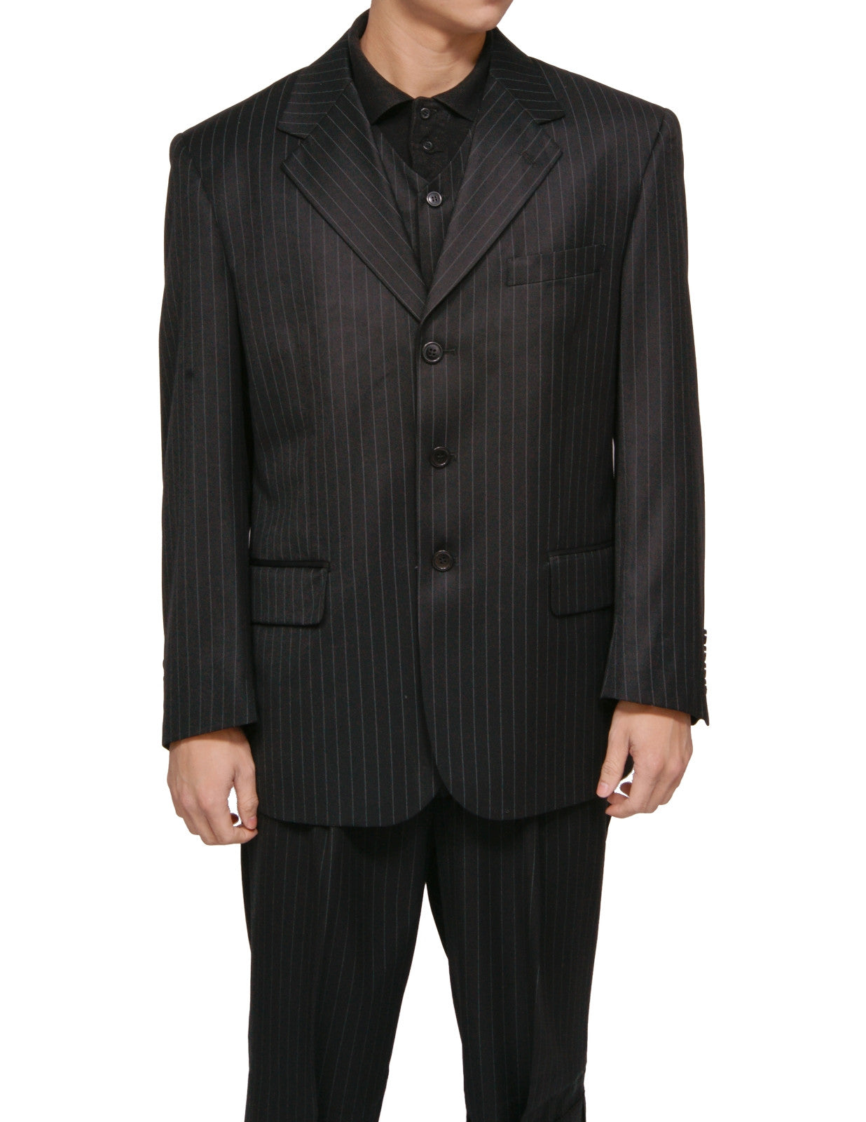 Stylish Black Pinstripe 3-Piece Men's Suit with Matching Vest - Perfect for Weddings, Prom, and Formal Events