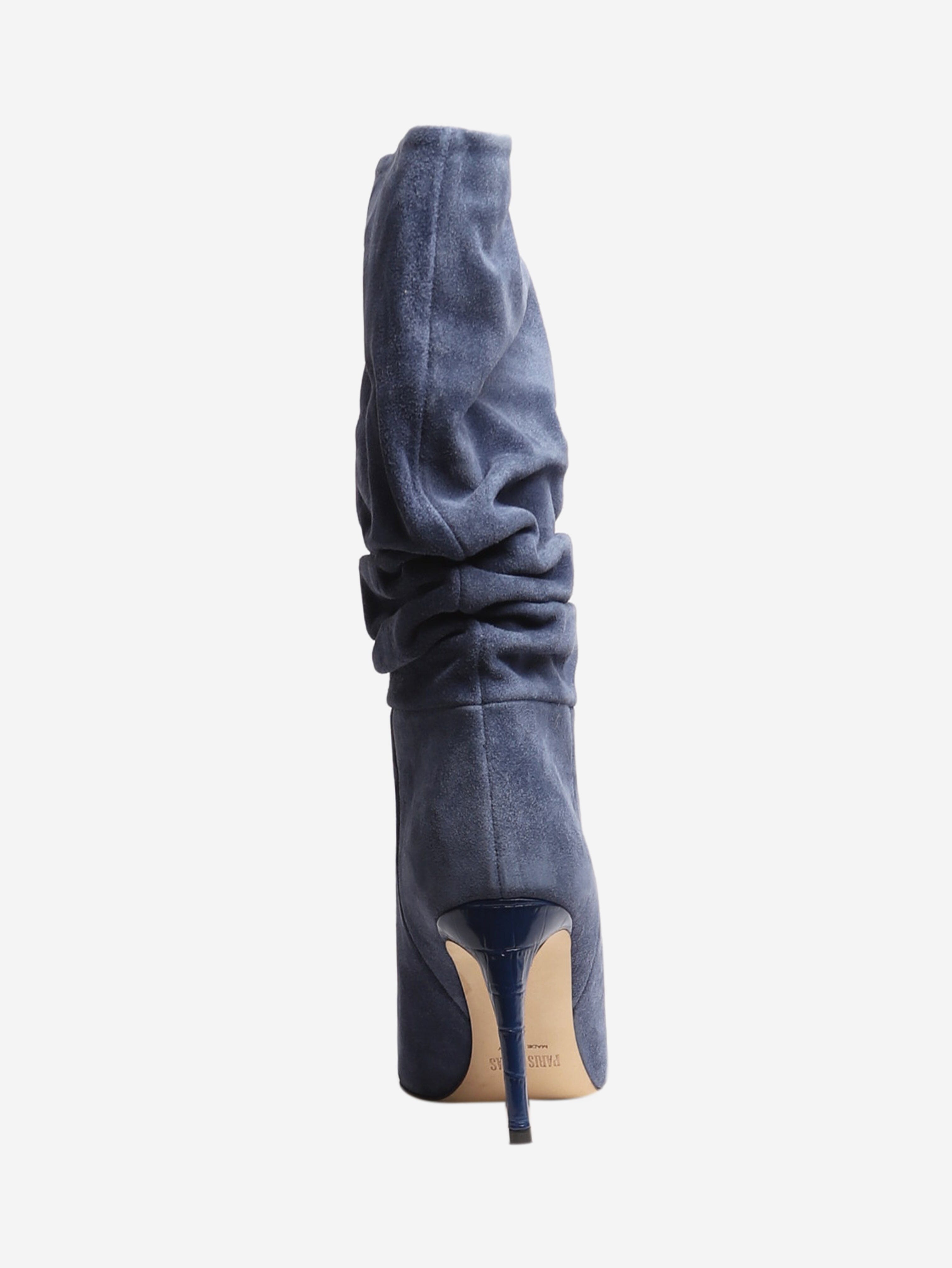 Blue Slouchy Suede Ankle Boots Women's Size EU 36 (US 6) - Comfortable Casual Shoes for Fall Winter Outfits, Office Wear & Date Nights