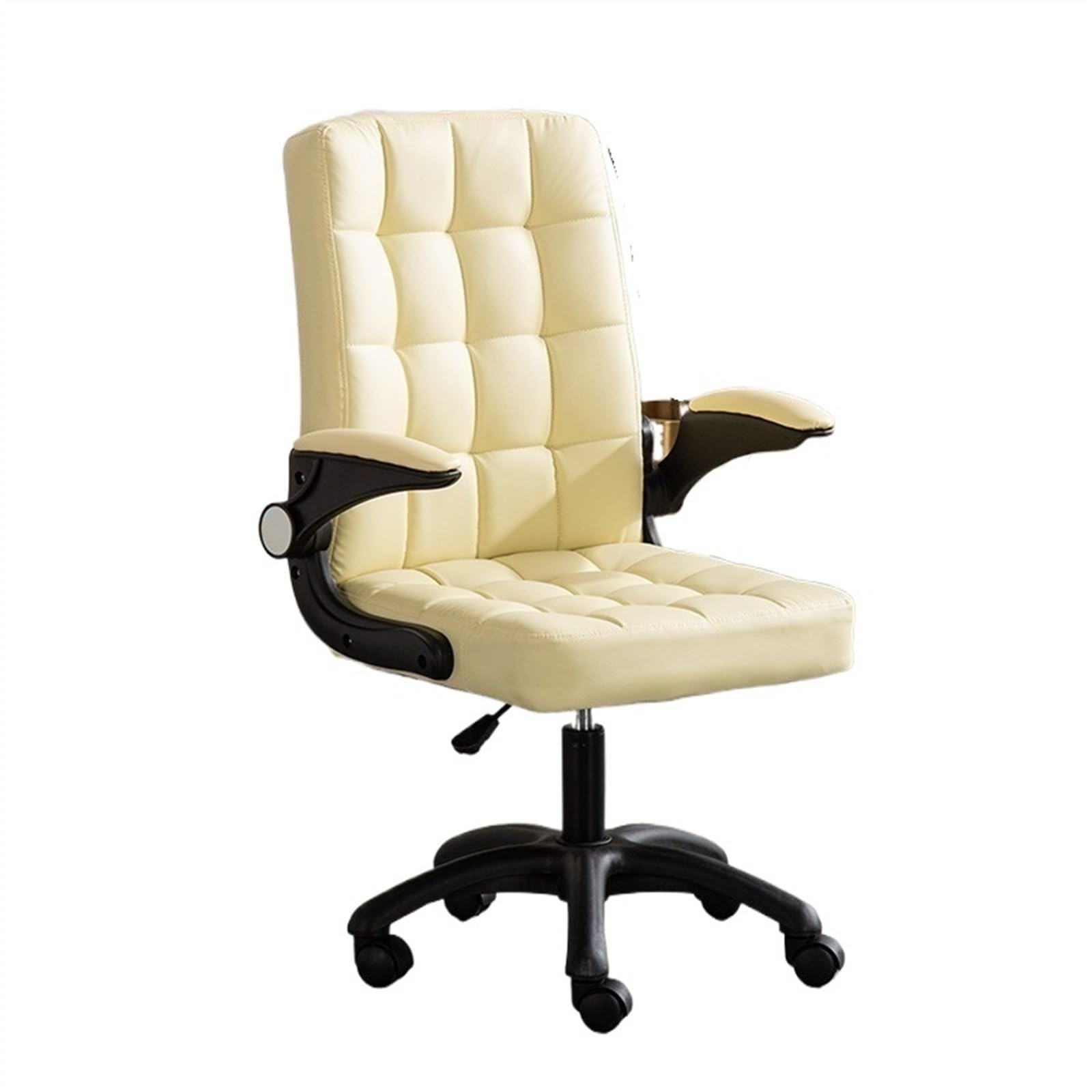Ergonomic Office Chair with Flip-Up Armrests - Faux Fur Rolling Desk Chair for Home & Workspace - Comfortable Computer Chair for Long Hours (White) - Perfect for Remote Work, Gaming & Study Sessions