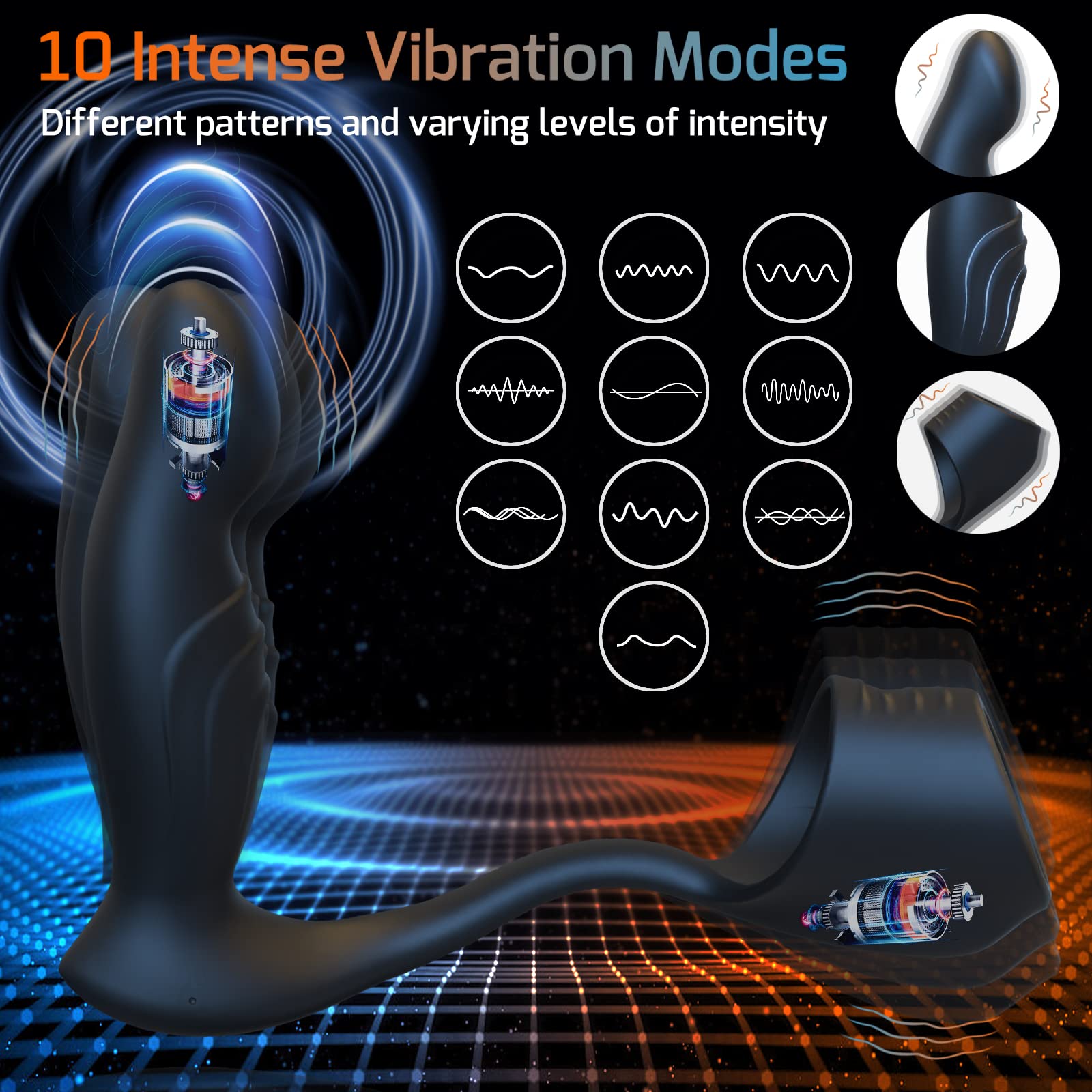 Premium Prostate Massager for Men - 10 Vibration Modes Anal Vibrator with Cock Ring, SMAM Butt Plug & P-Spot Stimulator - Couples Sex Toy for Enhanced Pleasure & Intimacy (Perfect for Solo Play & Partnered Exploration)