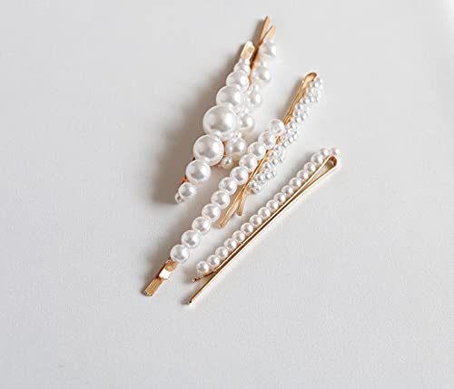 3-Piece Iskrra Metal Pearl Hair Clips for Women and Girls - Elegant Gold Hairpins for Wedding, Party & Everyday Styling