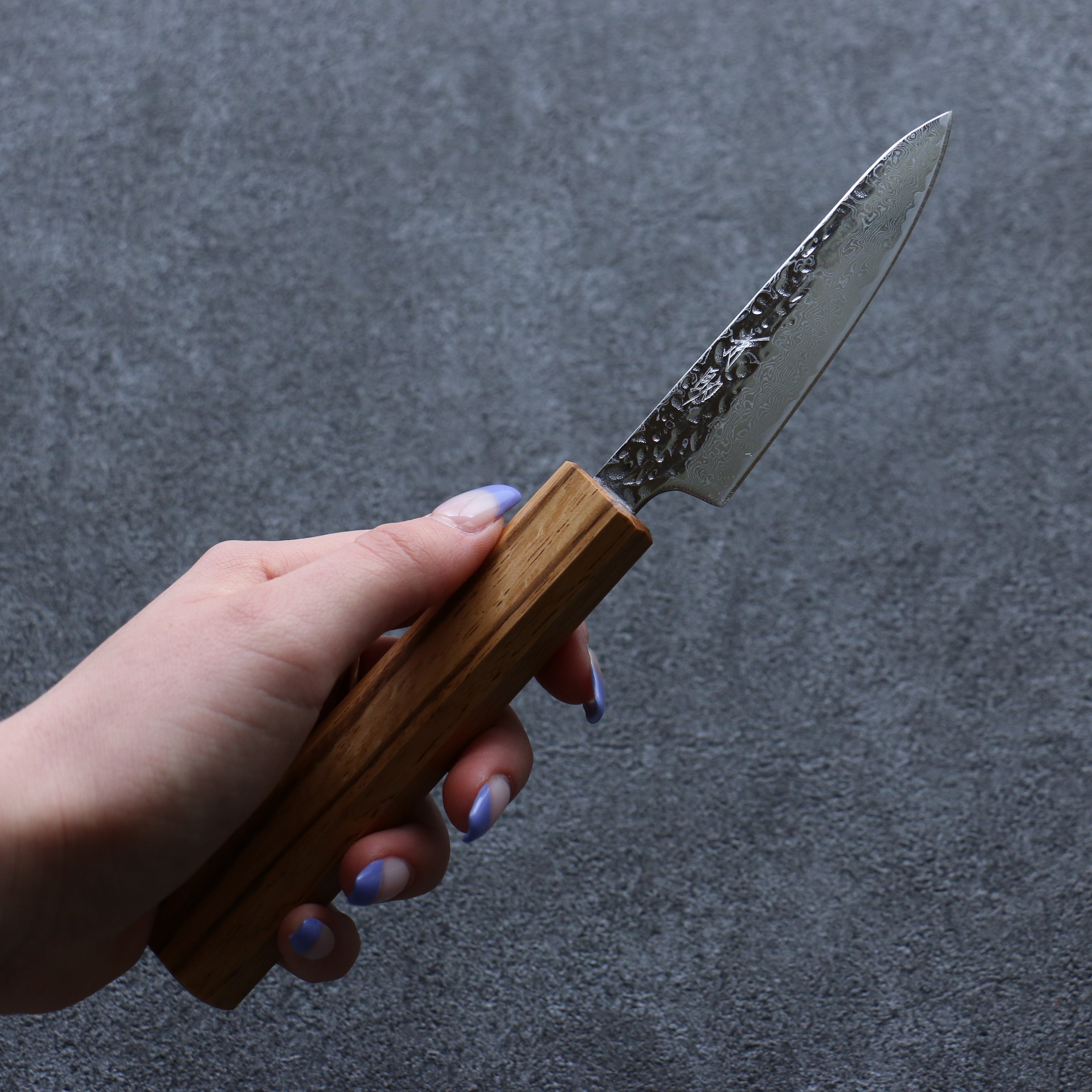 Premium AUS10 Hammered Damascus Petty Knife 80mm - Oak Handle Japanese Kitchen Utility Knife for Slicing, Peeling & Precision Cutting - Perfect for Home Chefs & Professional Kitchens