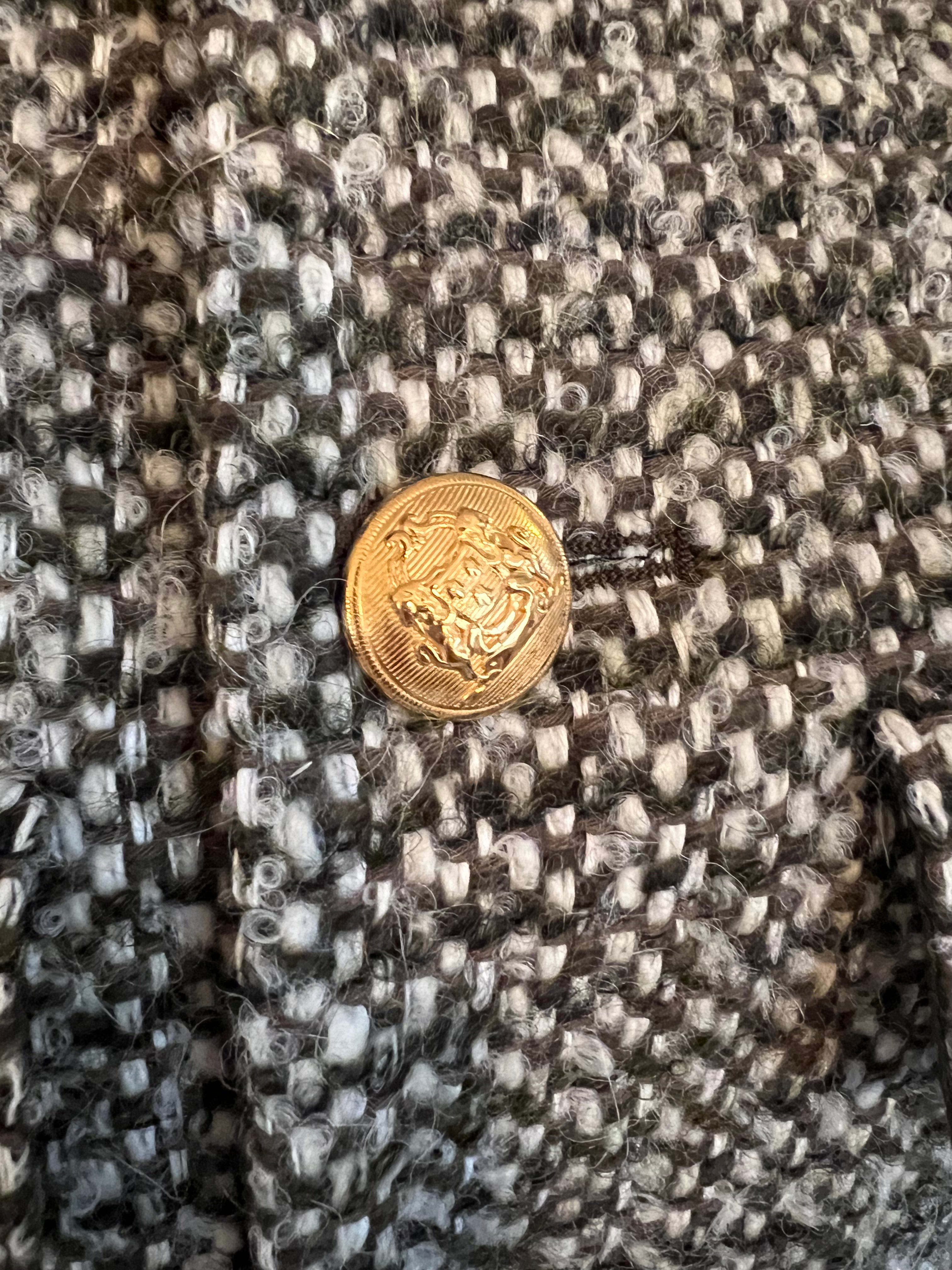 Celine Olive Tweed Size 38 Chausser Jacket - Women's Luxury Tweed Blazer for Office, Dinner & Special Occasions