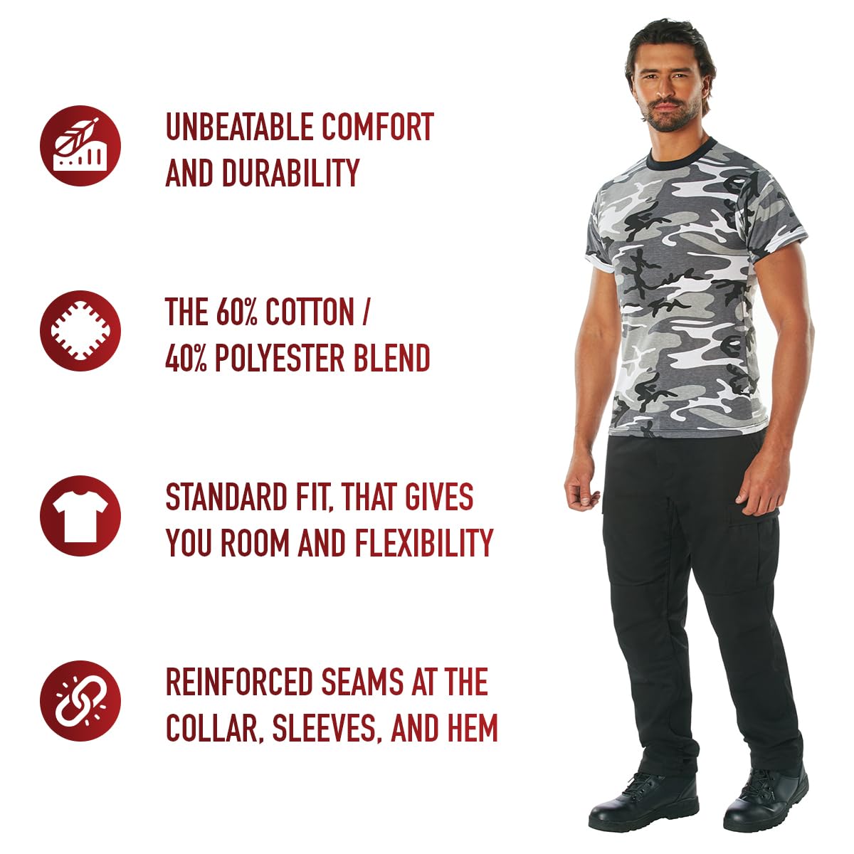 Rothco Camo T-Shirt - Durable Military Style Cotton Tee for Men | Tactical Outdoor & Casual Wear