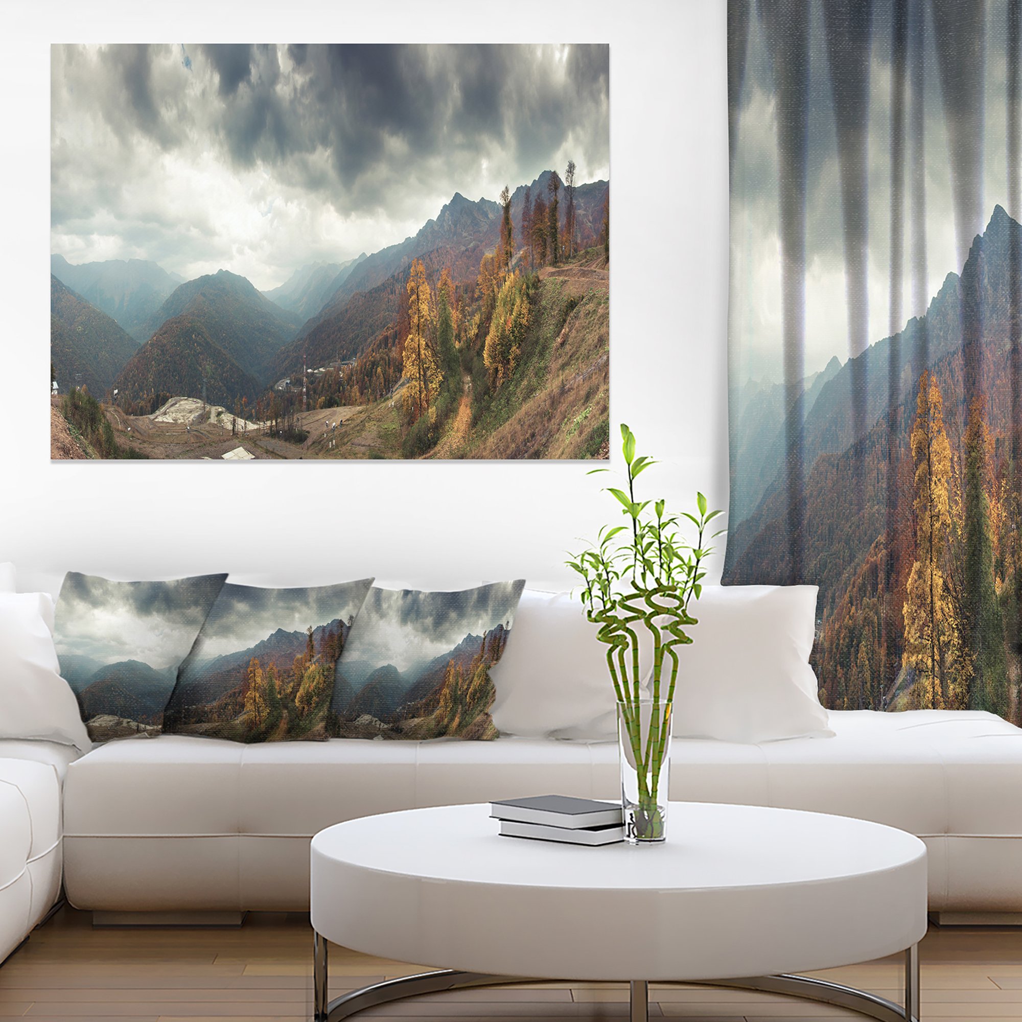 Stunning Caucasus Mountains White Panorama Landscape Artwork Canvas Print - Perfect for Living Room, Bedroom & Office Wall Decor