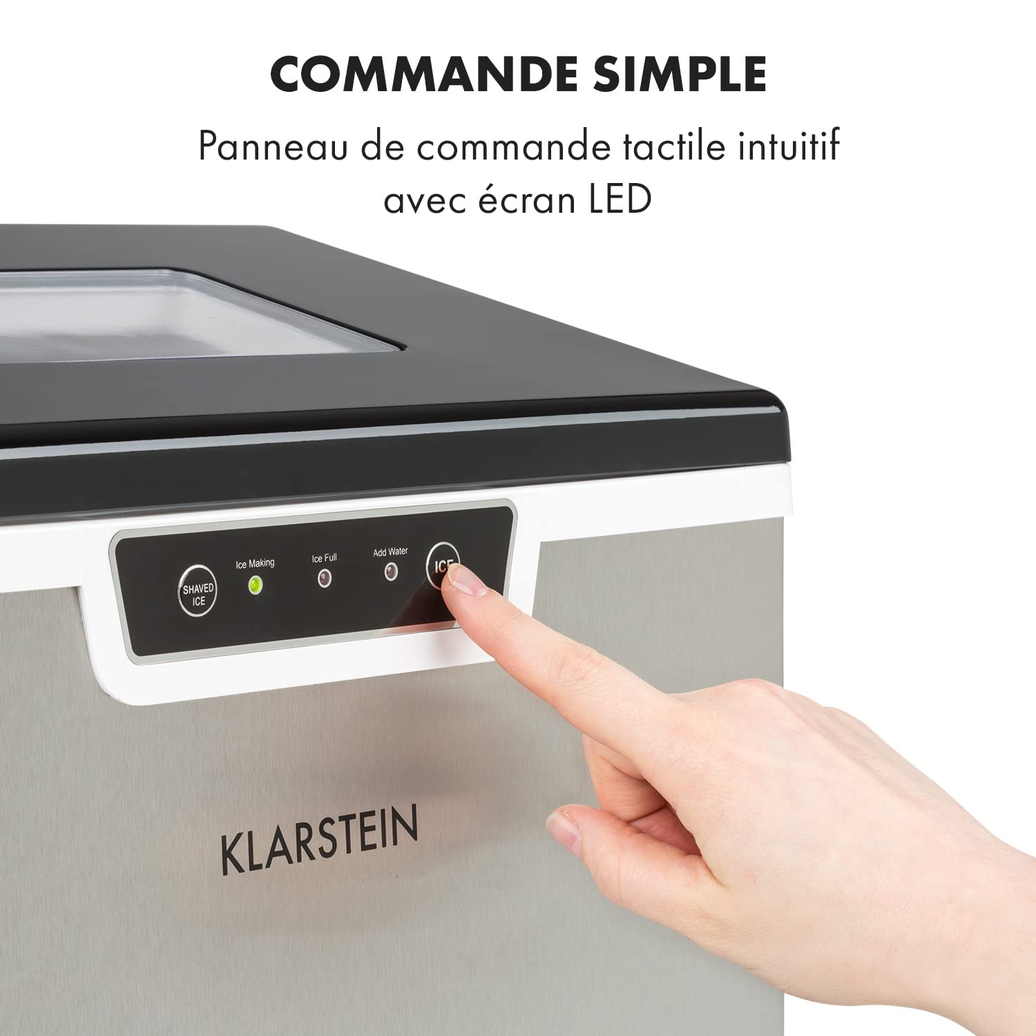Klarstein 3L Ice Maker Machine for Home - Fast Crushed or Ball Ice Production up to 20kg - Self-Cleaning with Safety Alarm - Perfect for Cocktails, Parties & Kitchen Use