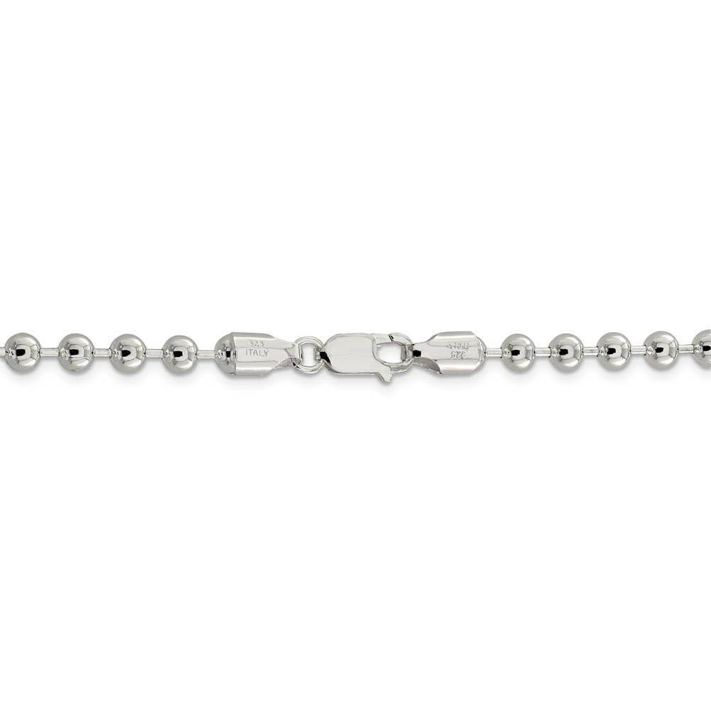5mm Sterling Silver Beaded Chain Necklace - Elegant Black Bow for Gifts & Parties