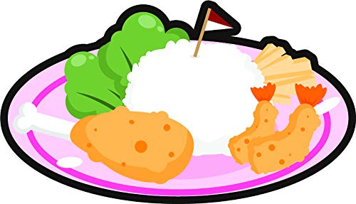 Funny Kawaii Food Cartoon Emoji Vinyl Sticker - 8 Inch Wide Decal with Chicken, Shrimp & Rice Design - Perfect for Laptops, Water Bottles & Notebooks Decoration