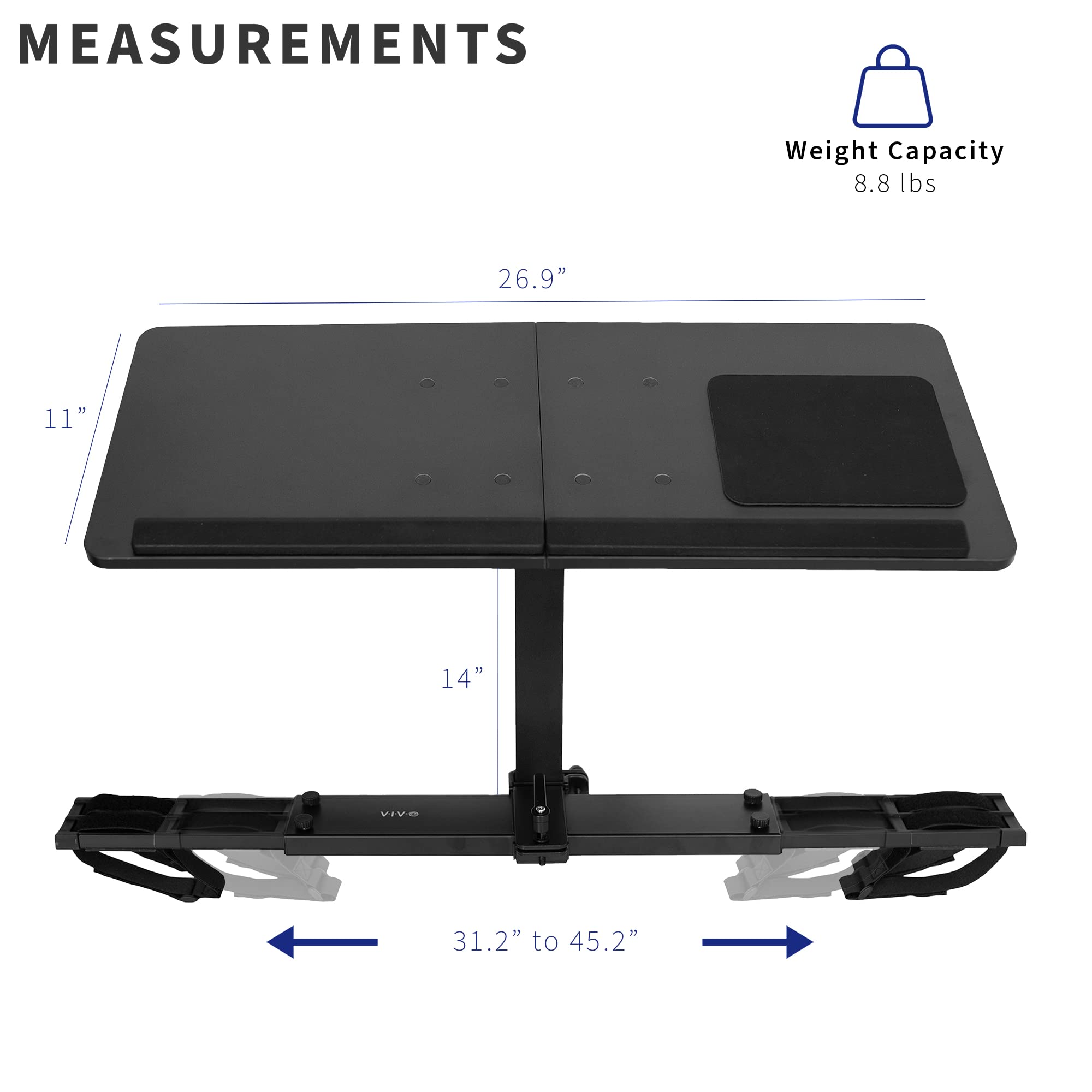 VIVO Adjustable Ergonomic Wooden Laptop Stand for Treadmill - Universal Notebook Mount with Mouse Pad & Wrist Support (Model Stand-TDML4) - Perfect for Home Office, Workstation & Fitness Workouts