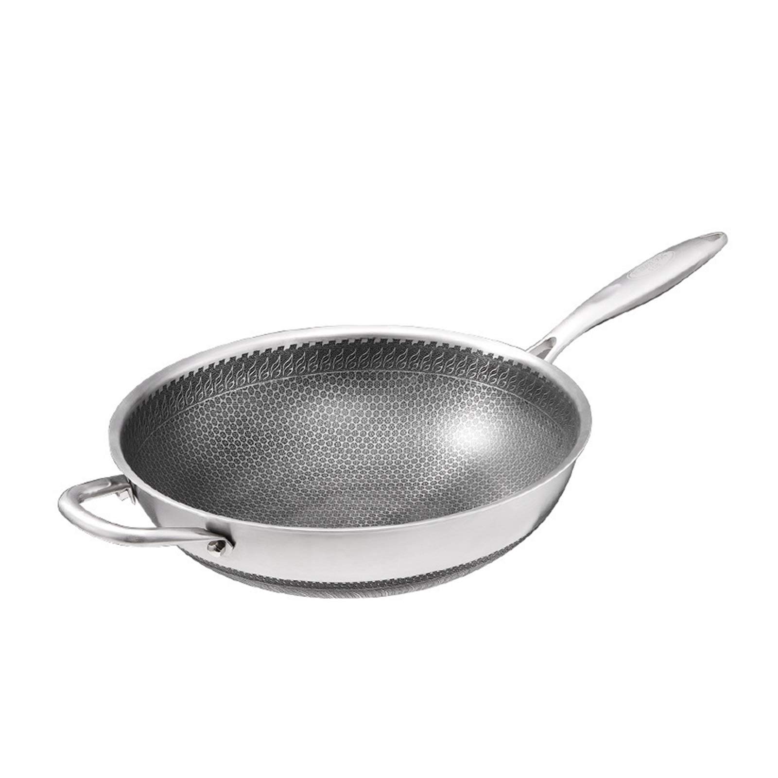Premium 304 Stainless Steel Chinese Wok Pan - Uncoated 5-Layer Construction for Even Heat Distribution - 12.5 Inch Professional Chef Wok for Stir Frying, Deep Frying & Asian Cooking - Durable Restaurant-Grade Wok Without Cover