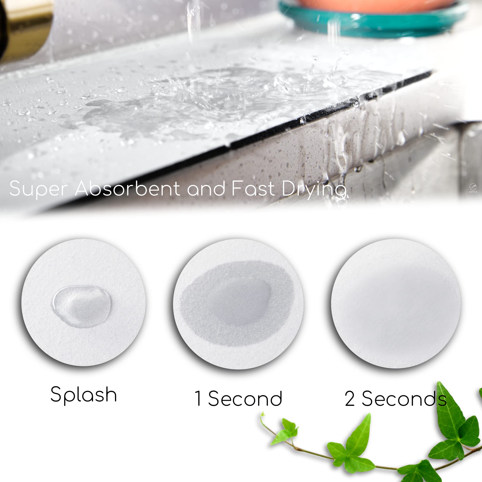 Ternal Sinkmat for Kitchen Sink Faucet - Absorbent Diatom Rubber Splash Guard & Drip Catcher, Standard Size Grey - Perfect for Preventing Water Spills Around Faucet Handle in Modern Kitchens
