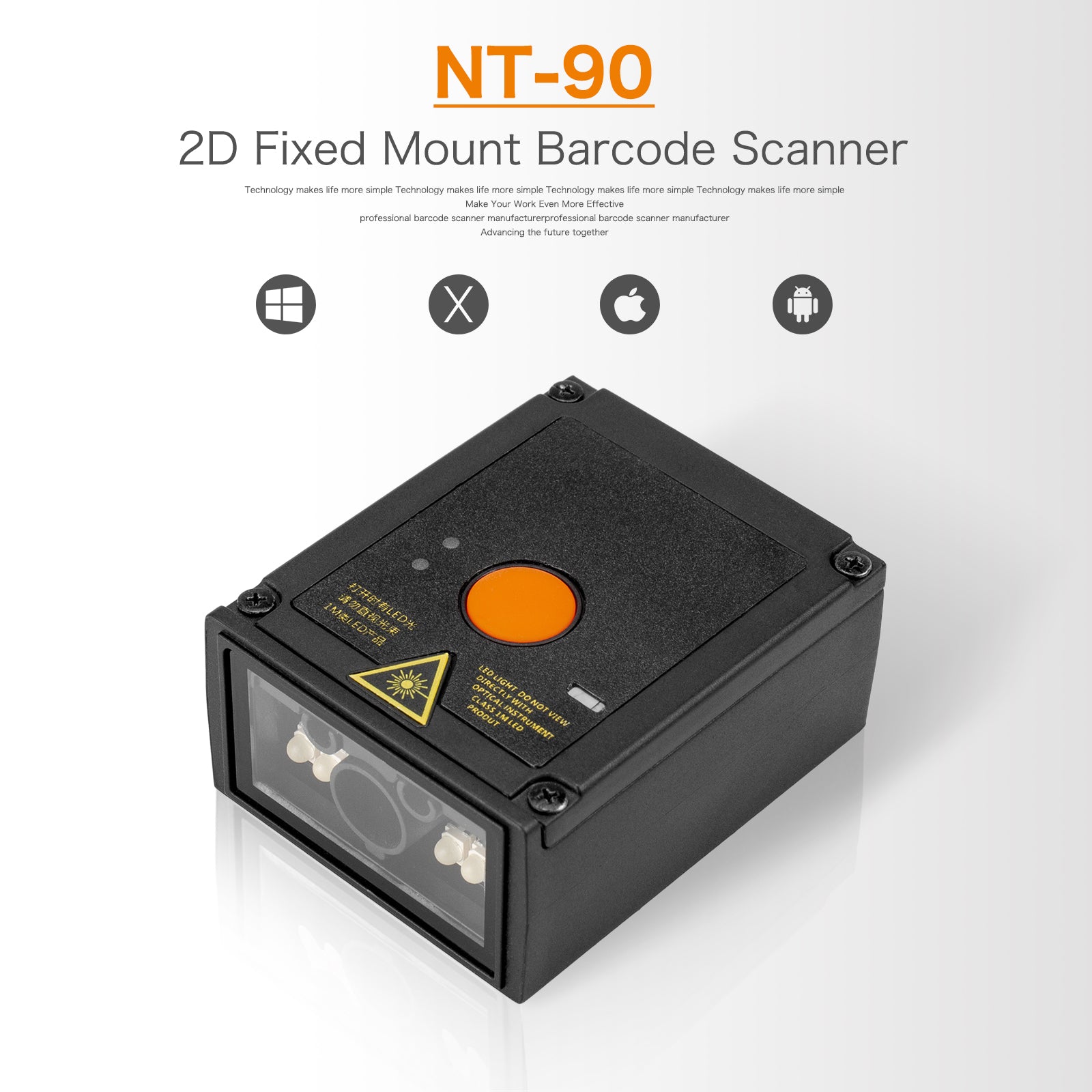 NT 90 Fixed Mount Barcode Scanner - High-Speed USB Industrial Barcode Reader for Retail, Warehouse & Logistics - Perfect for Checkout Counters and Inventory Management