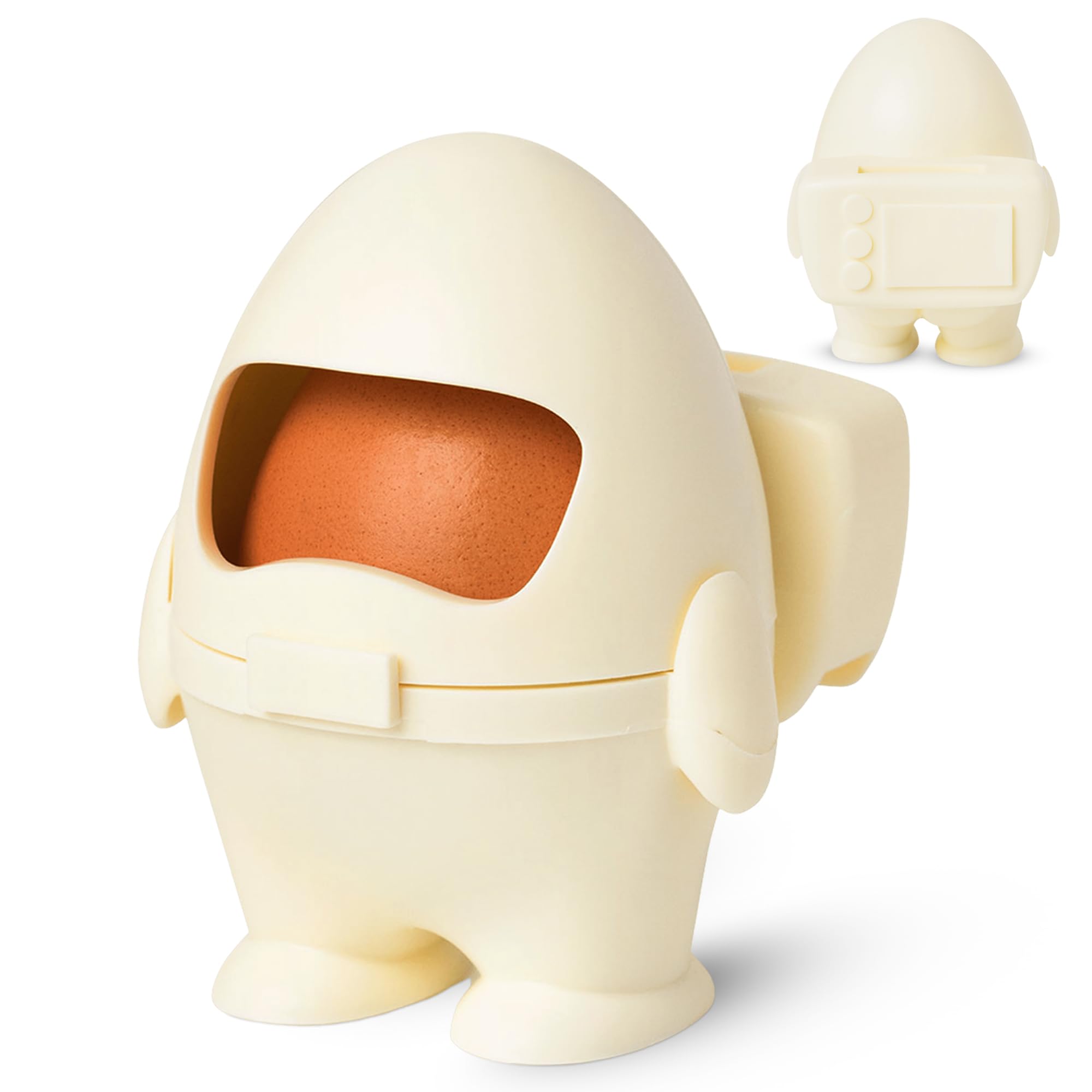 Eggstronaut Egg Cup - Astronaut-Themed Soft & Hard Boiled Egg Holder - Space Gift for Breakfast Lovers - Cream Color - Perfect for Easter, Kids' Meals & Space-Themed Parties