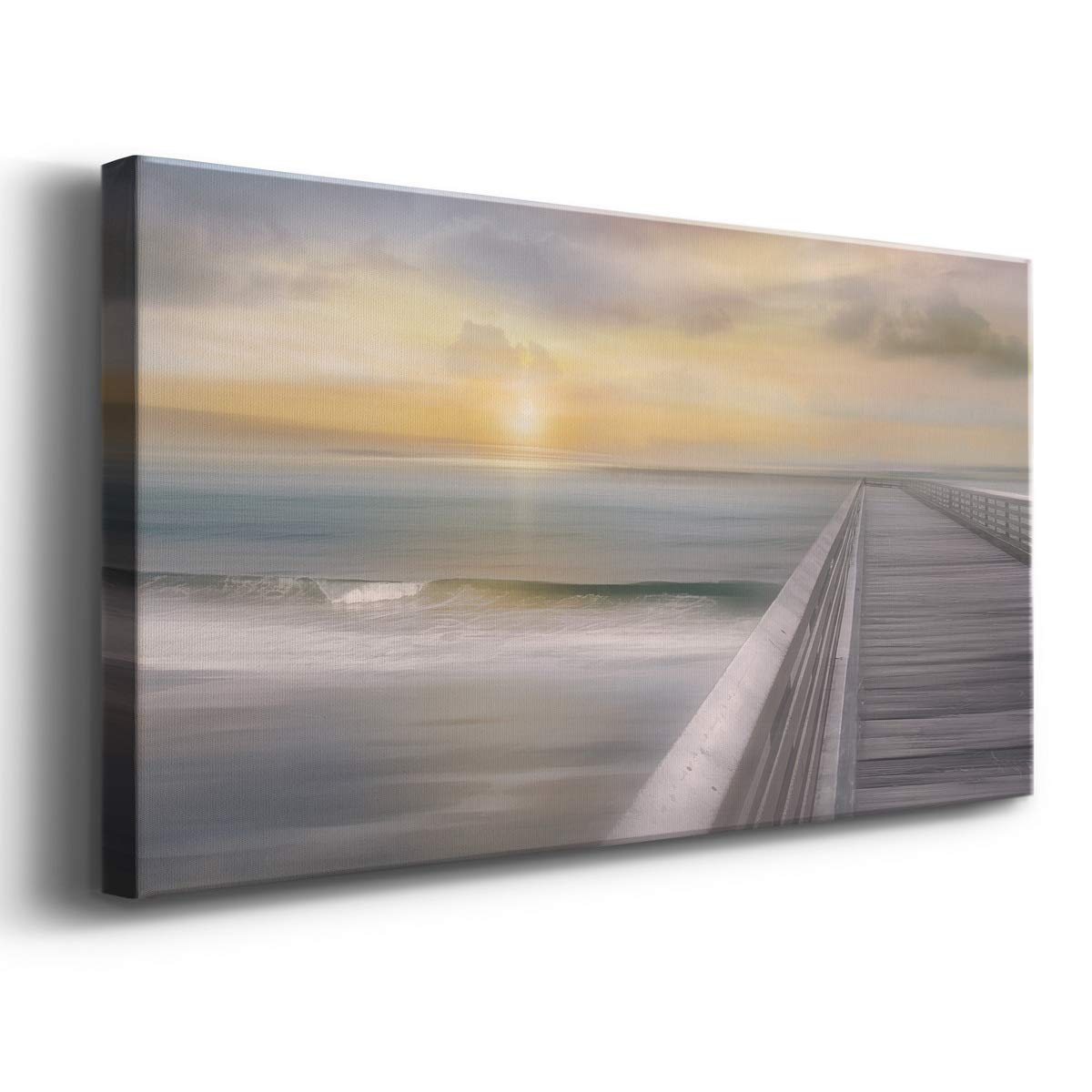 Modern Ocean Sunset Canvas Wall Art - Blue Beach Landscape Print for Living Room, Bedroom, Bathroom & Office Decor - 20